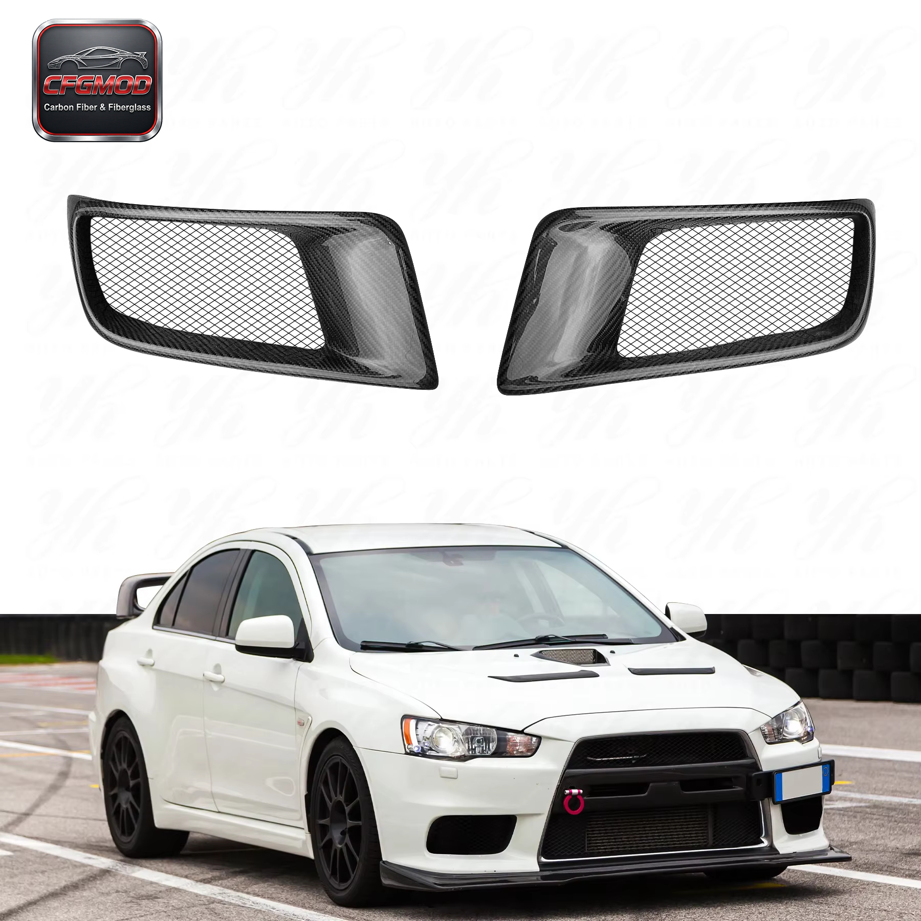FOR 08-09 Evolution Evo X 10 Cz4a Carbon Fiber Ralliart Style Front Bumper Air Duct Intake Vent — 1