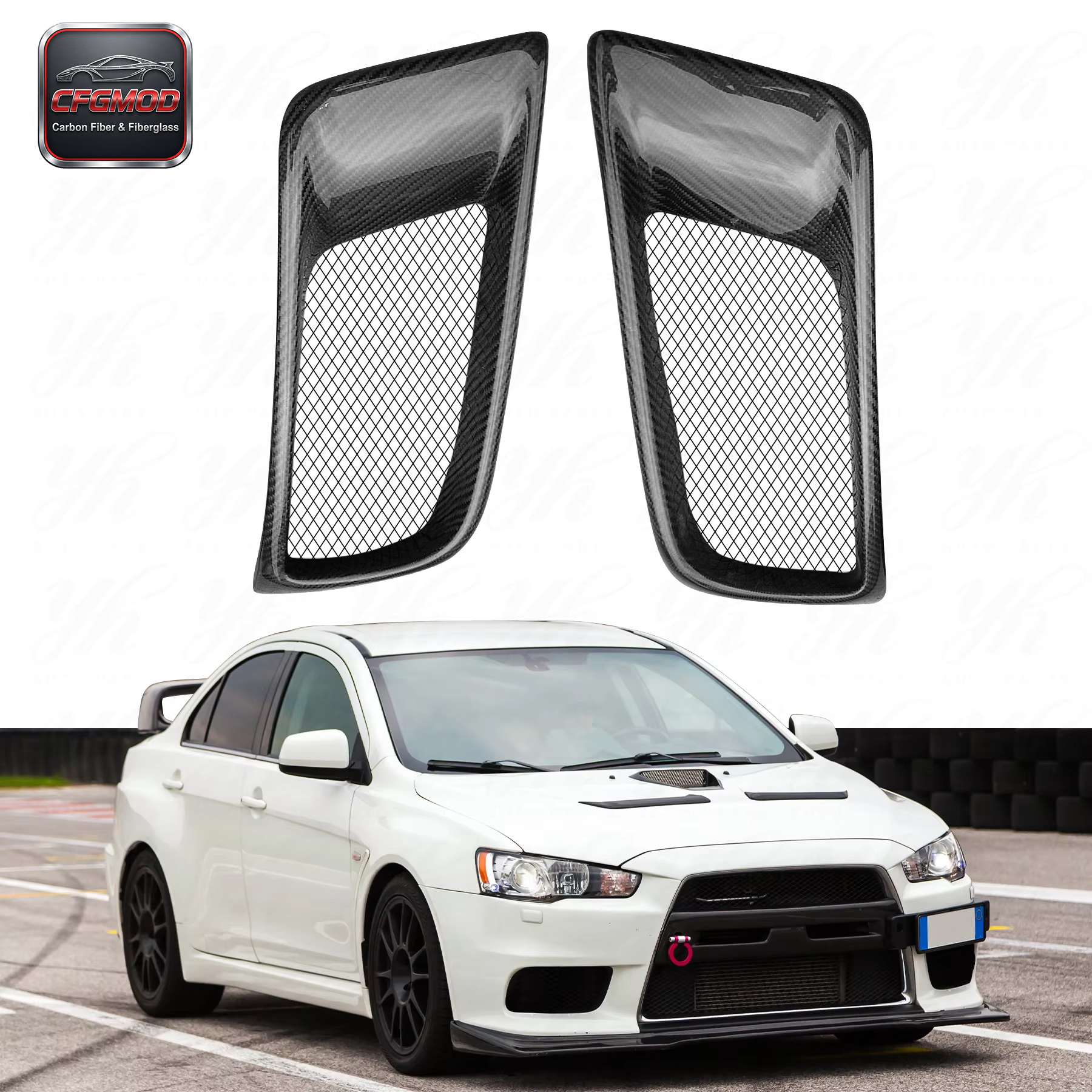 FOR 08-09 Evolution Evo X 10 Cz4a Carbon Fiber Ralliart Style Front Bumper Air Duct Intake Vent — 4