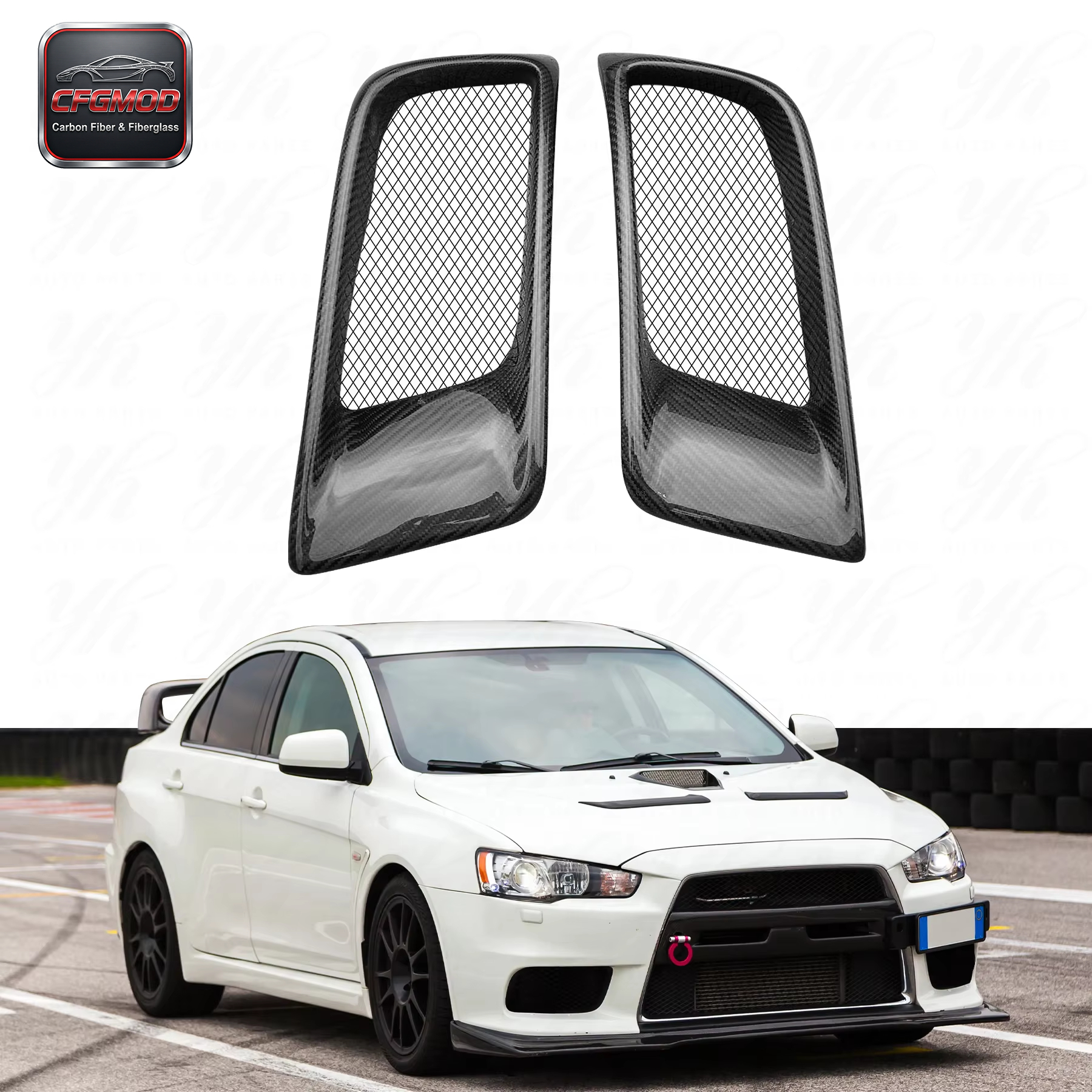 Carbon Fiber Evolution 10 EVO X RALLIART Step Bar (Pair) Black for Mitsubishi Lancer CF — 2