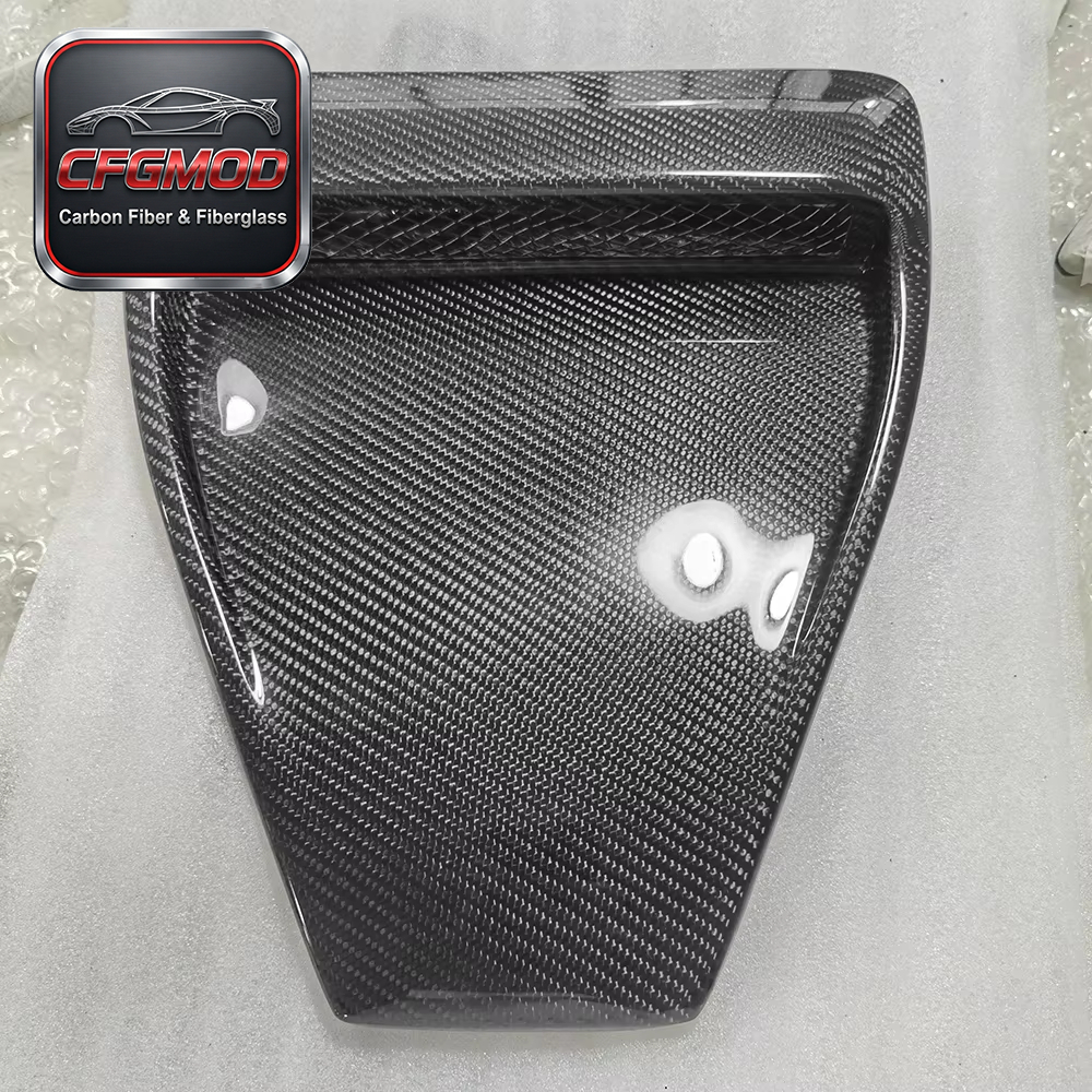 New Carbon Fiber Evolution X EVO 10 Hood Scoop with High Gloss Finish and 3K Twill Weave — 6