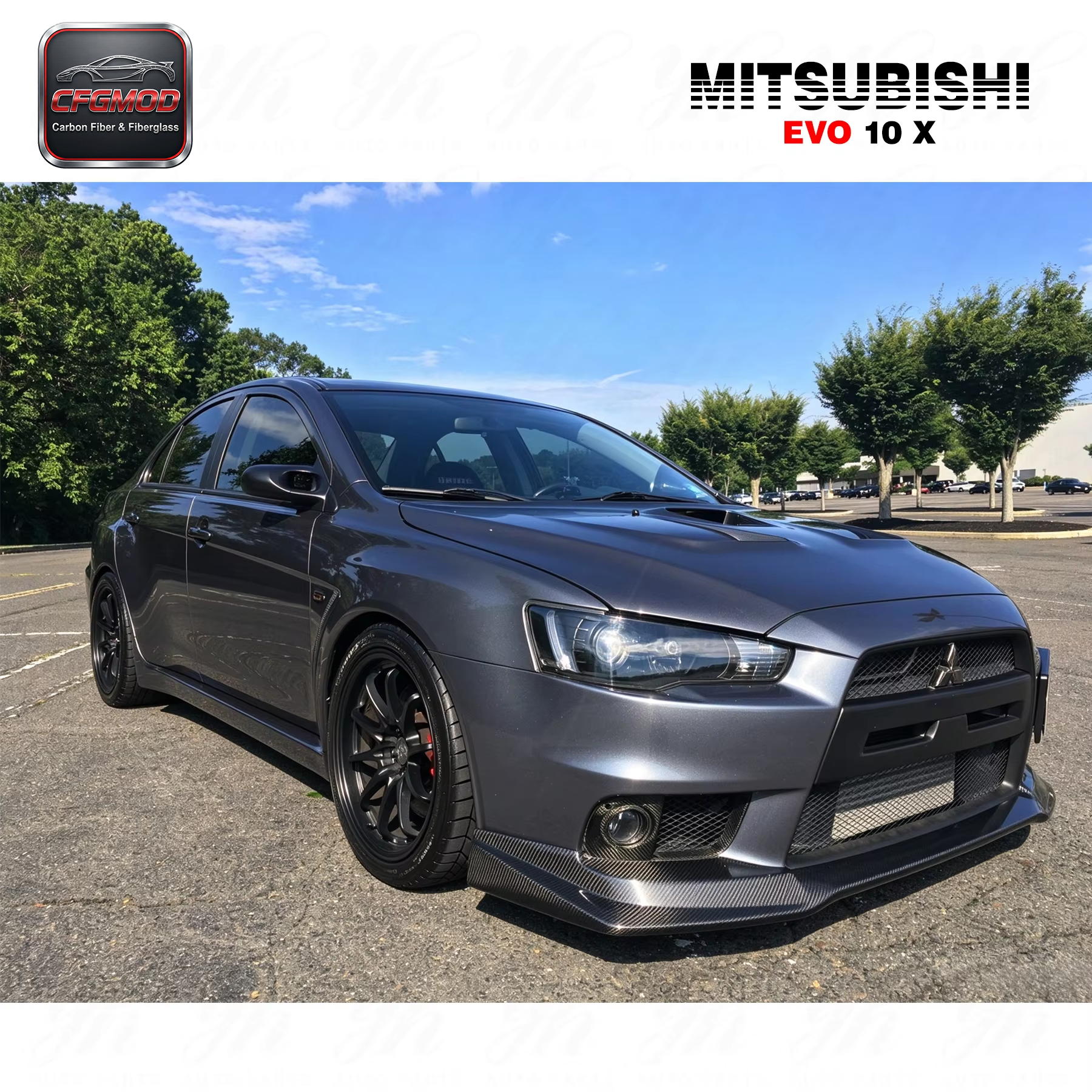 Carbon Fiber CF Body Kit for 2008-2012 Lancer Evolution X EVO 10 Fog Lights Lamps Replacement Cover — 1