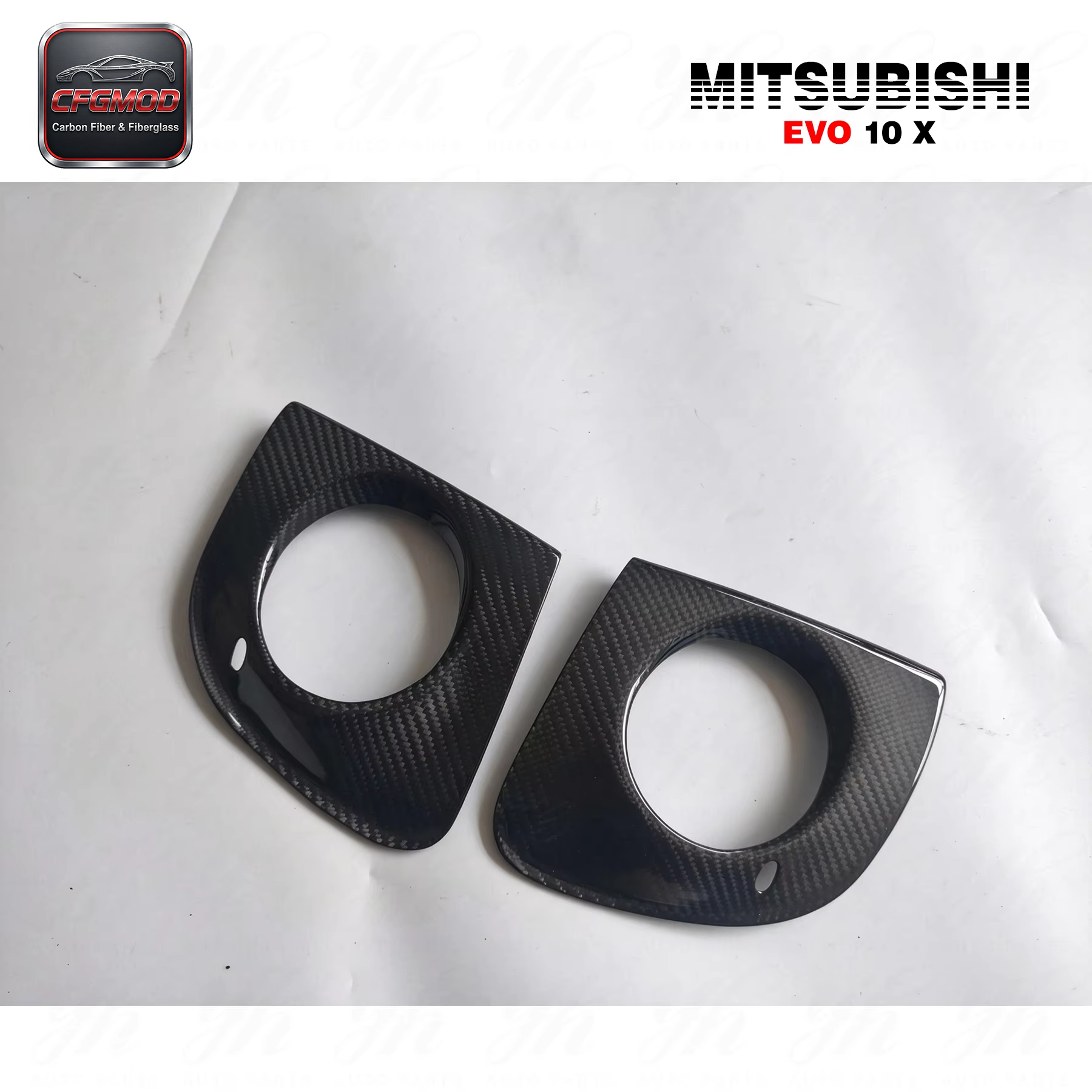 Carbon Fiber CF Body Kit for 2008-2012 Lancer Evolution X EVO 10 Fog Lights Lamps Replacement Cover — 3