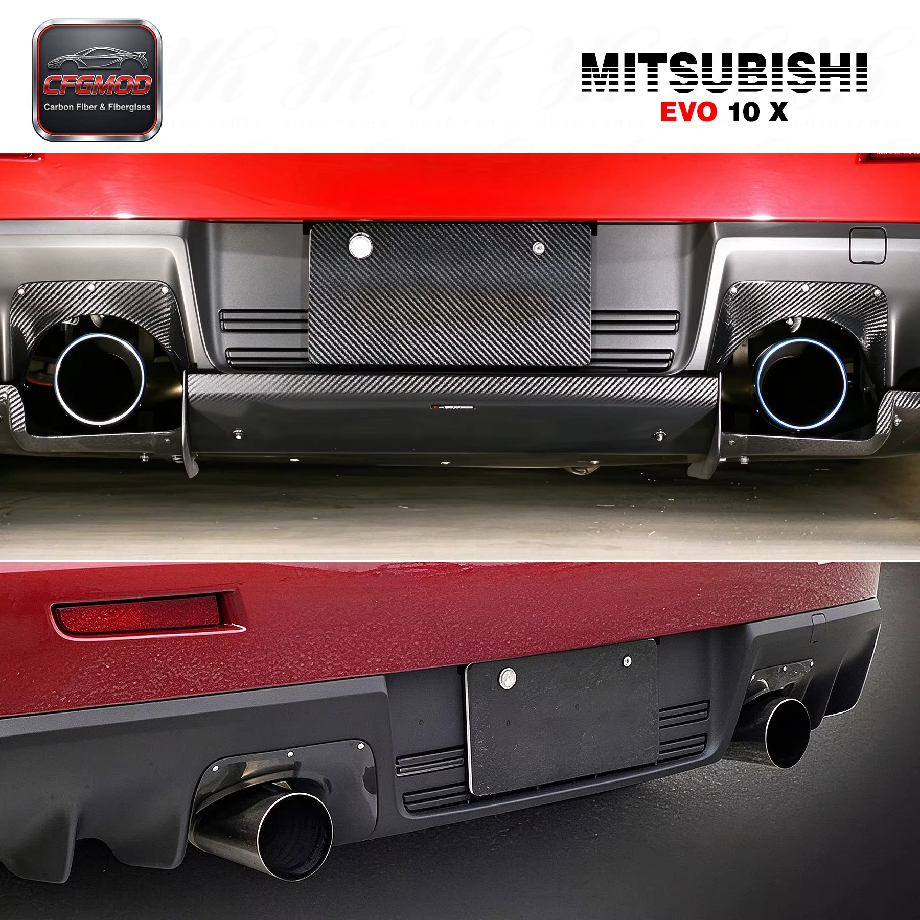Auto Bodykit CF Carbon Fiber Rear Bumper Exhaust Heatshield for 08-12 Lancer Evolution X EVO 10 — 5