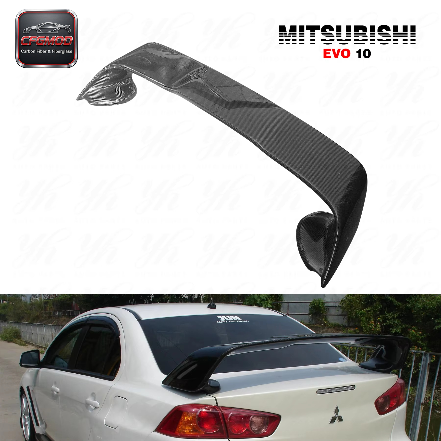 Brand High Quality Carbon Fiber OEM Style Single Deck High Gloss Black Rear Spoiler Made China for Mitsubishi Lancer Evo 10 — 2