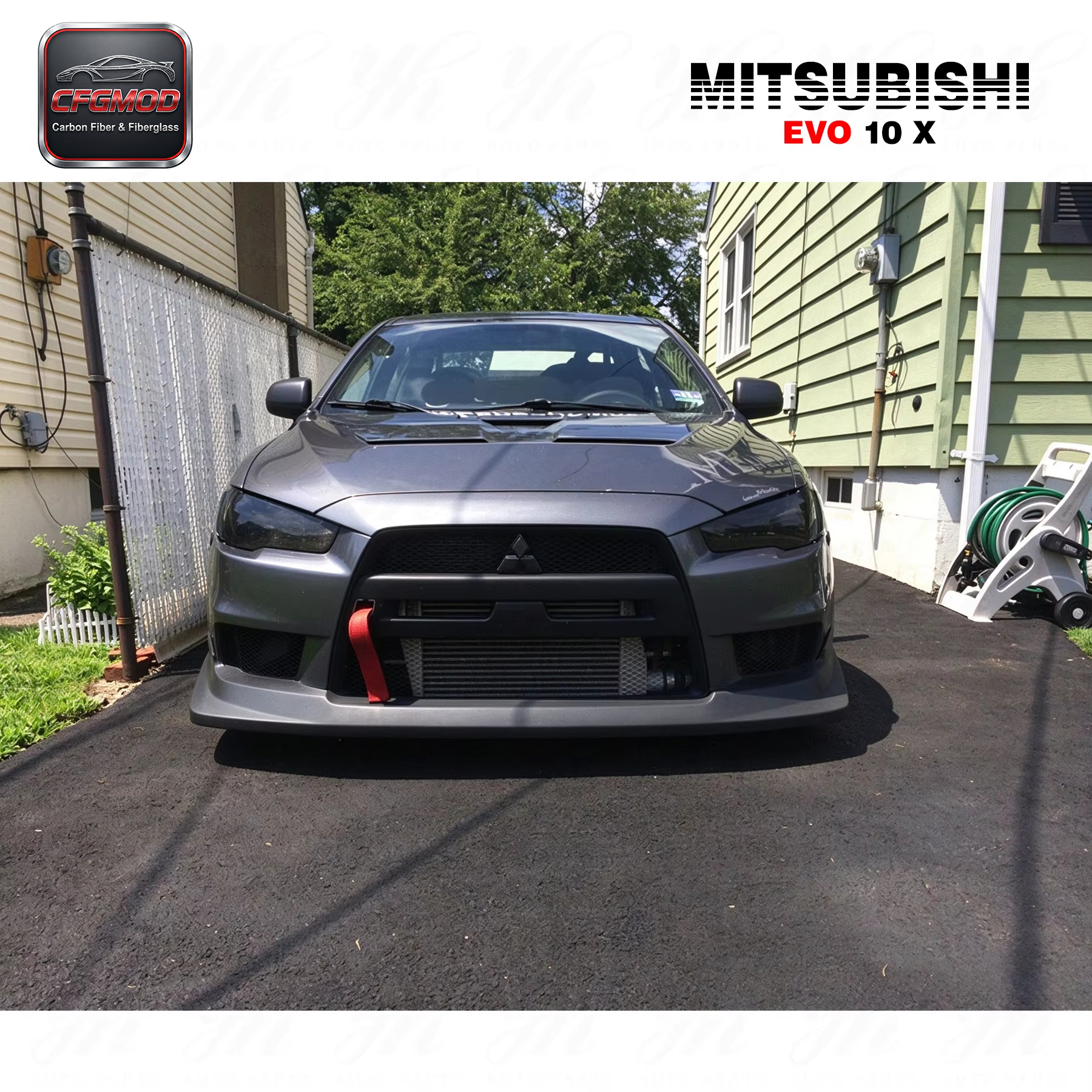 Glass Fiber Evolution EVO 10 X Headlight Block Out Panel Replacement (Pair) FRP — 5