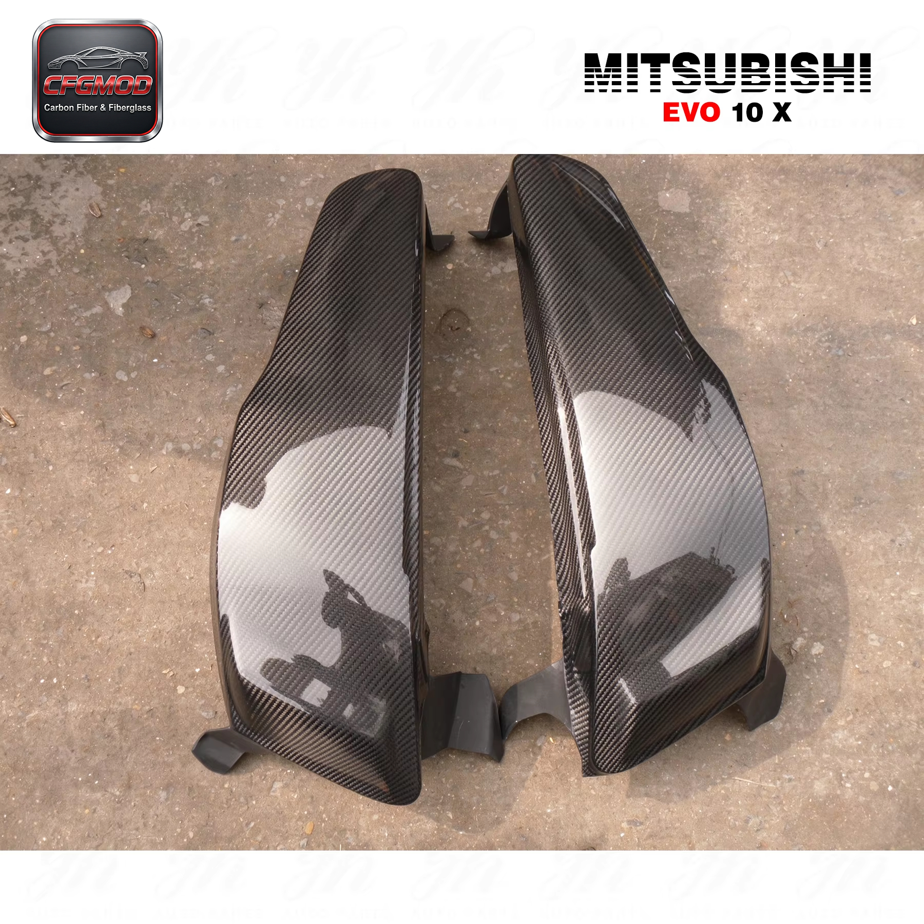 Glass Fiber Evolution EVO 10 X Headlight Block Out Panel Replacement (Pair) FRP — 7