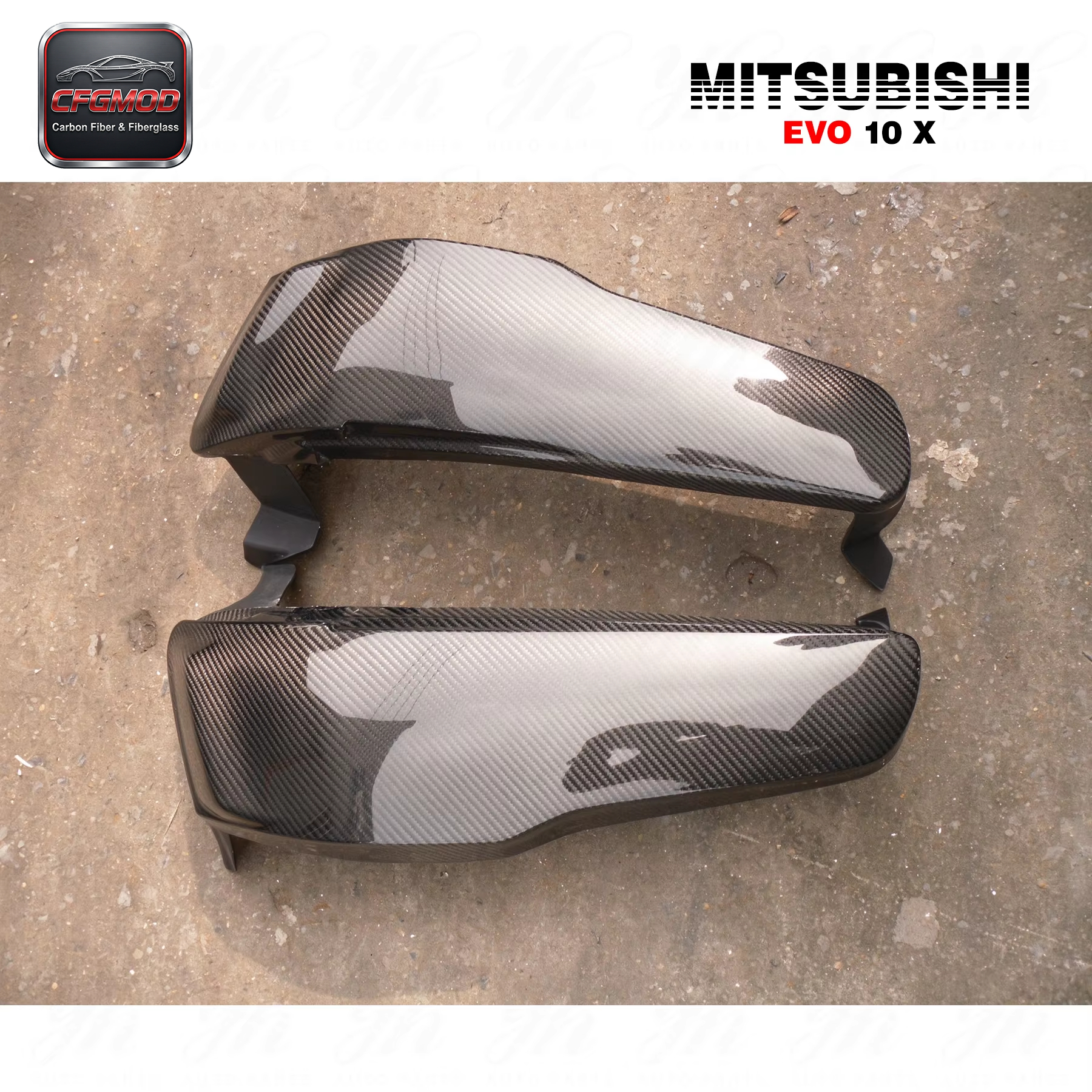 Glass Fiber Evolution EVO 10 X Headlight Block Out Panel Replacement (Pair) FRP — 9