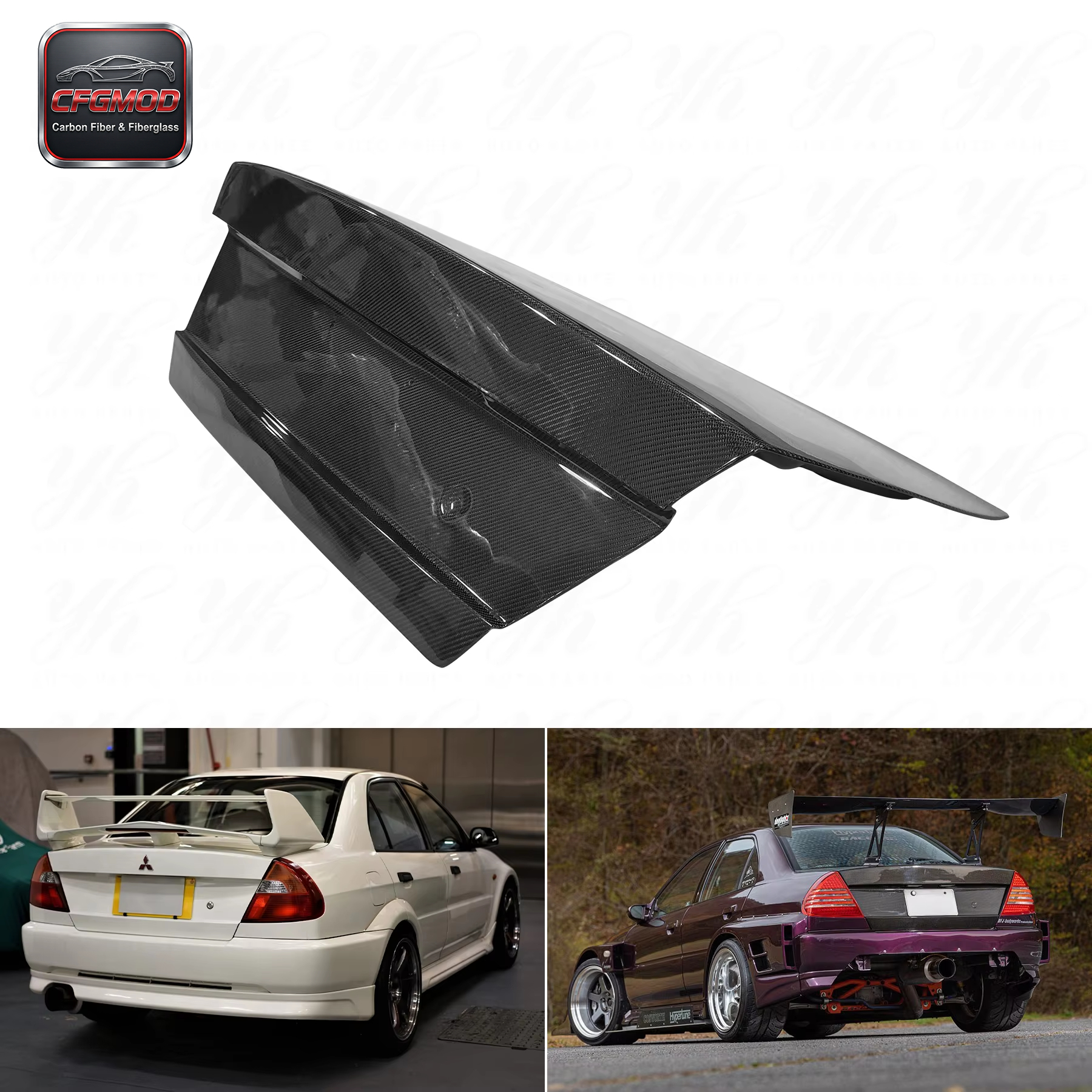 FOR EVO 4-6 EVO 6 STYLE REAR TRUNK BOOTLID CARBON FIBER Lancer Black Glossy Matte Finish Mitsubishi — 1