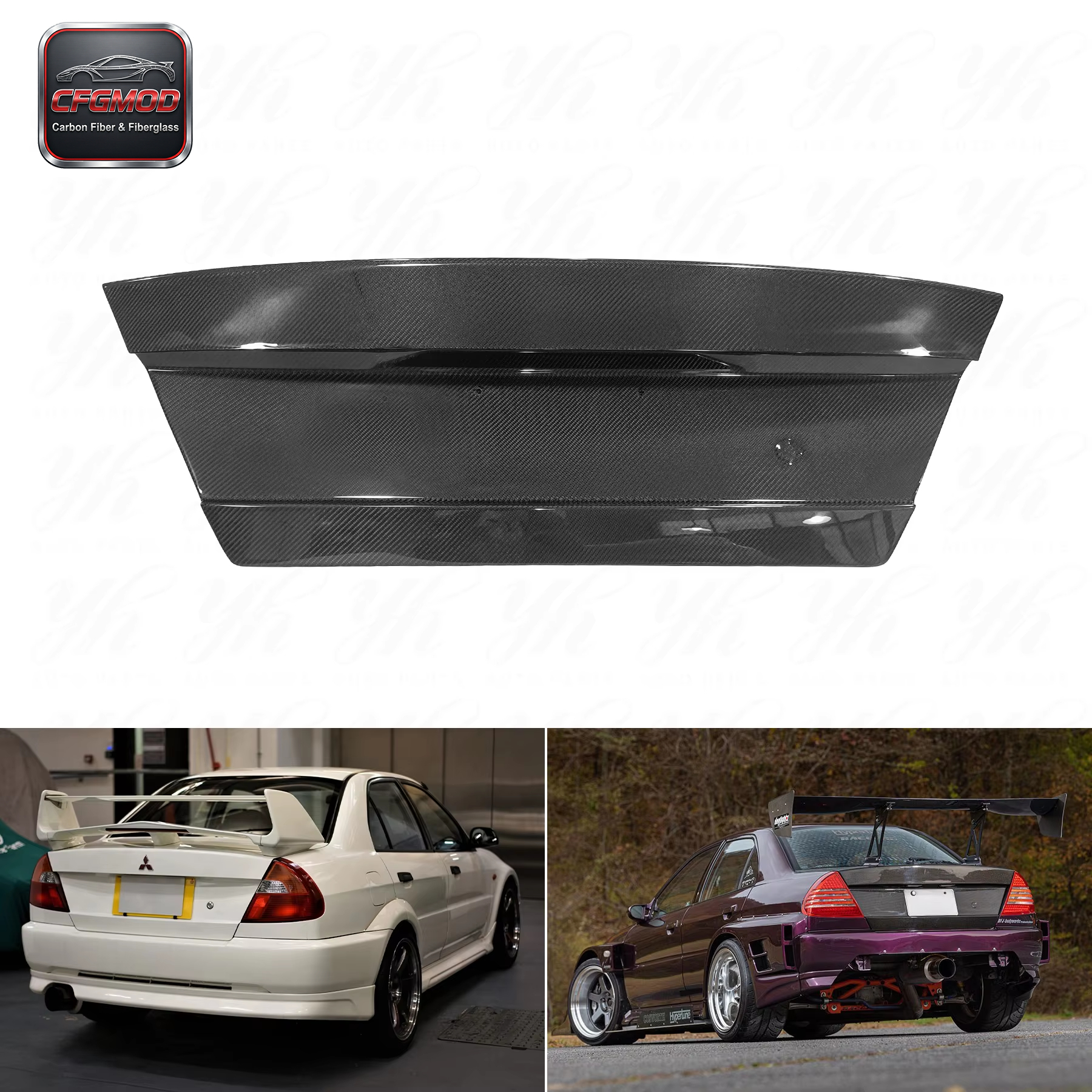 FOR EVO 4-6 EVO 6 STYLE REAR TRUNK BOOTLID CARBON FIBER Lancer Black Glossy Matte Finish Mitsubishi — 2