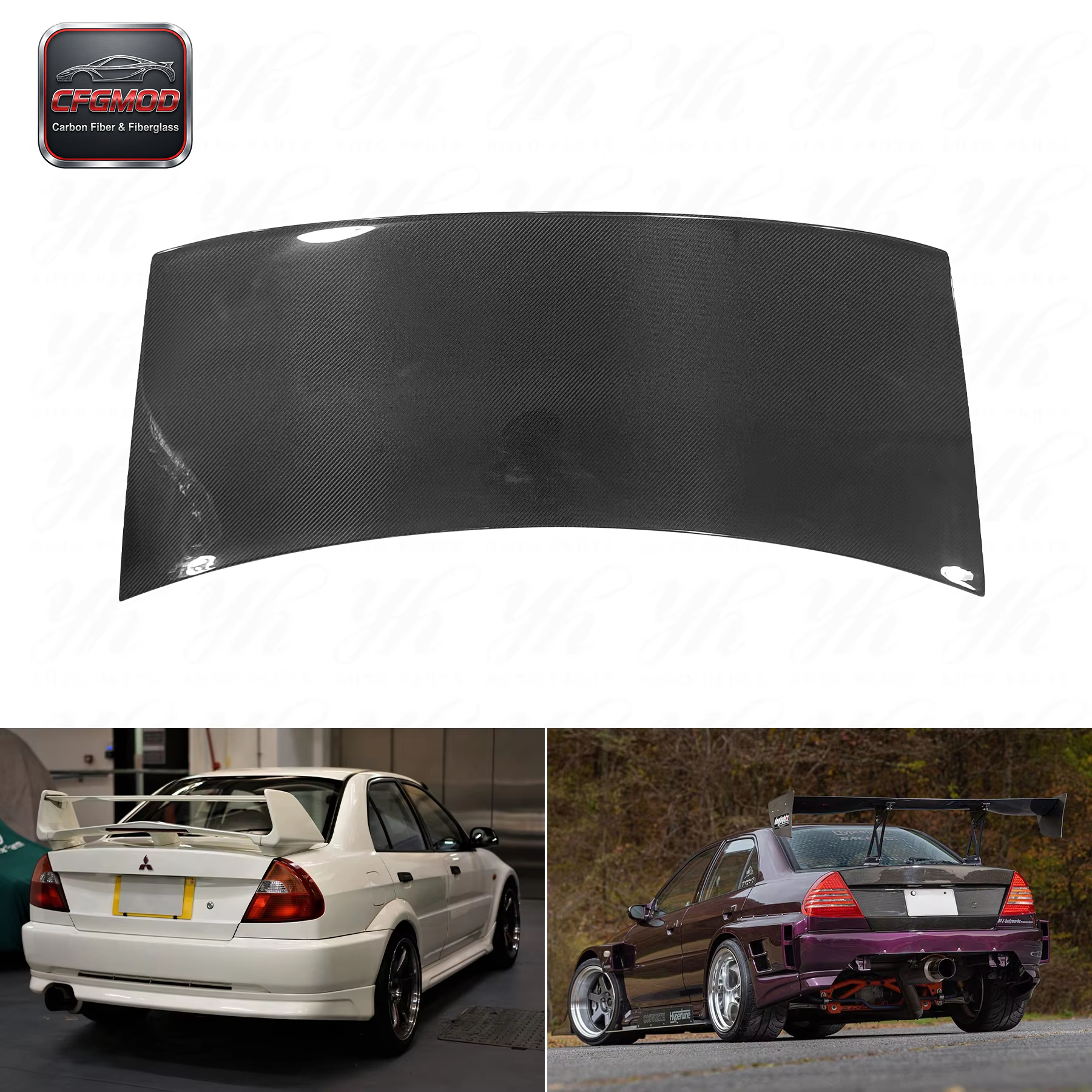 FOR EVO 4-6 EVO 6 STYLE REAR TRUNK BOOTLID CARBON FIBER Lancer Black Glossy Matte Finish Mitsubishi — 4