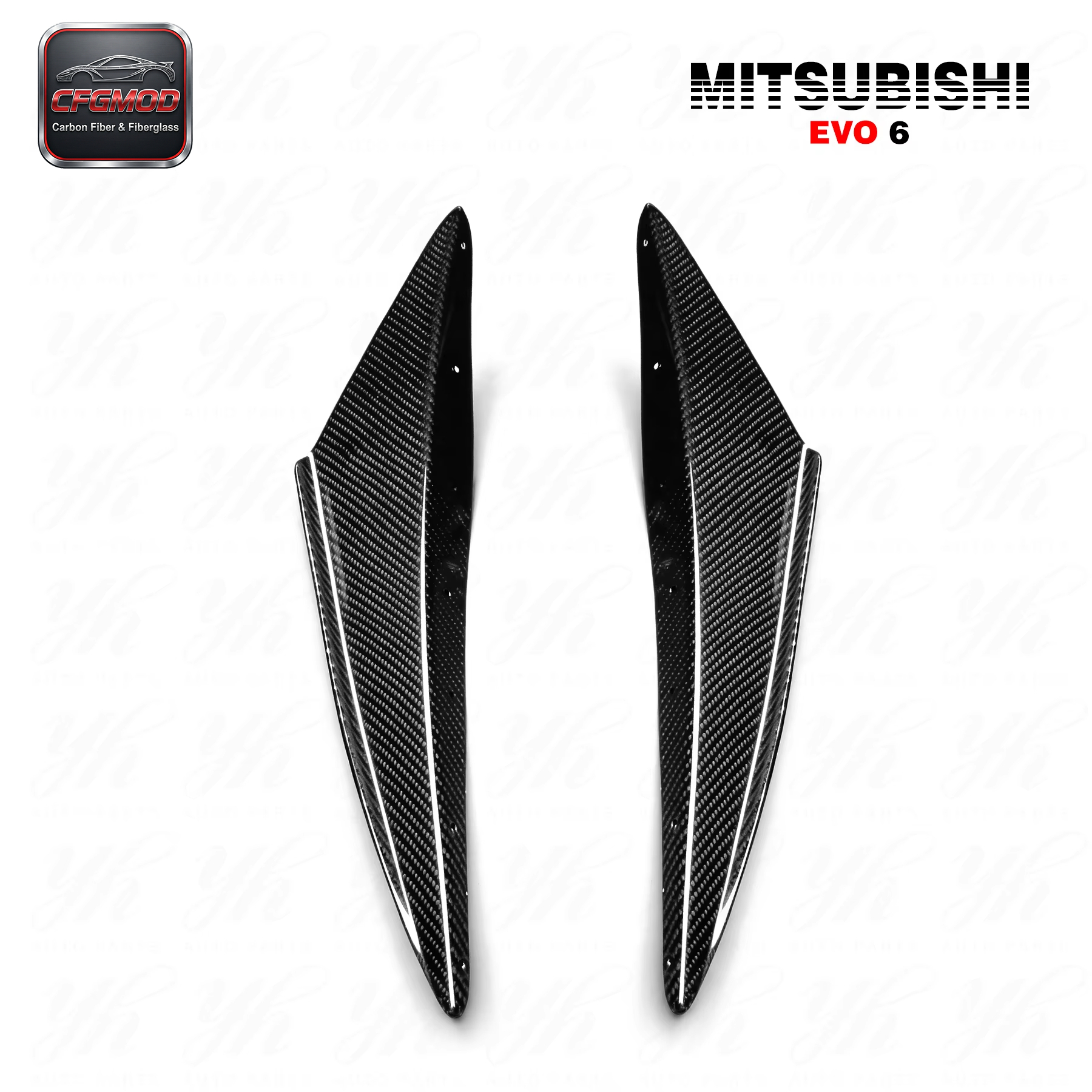 Carbon Fiber OEM Front Bumper 2pcs Splitter Canard for Evolution Evo 6 CF — 5
