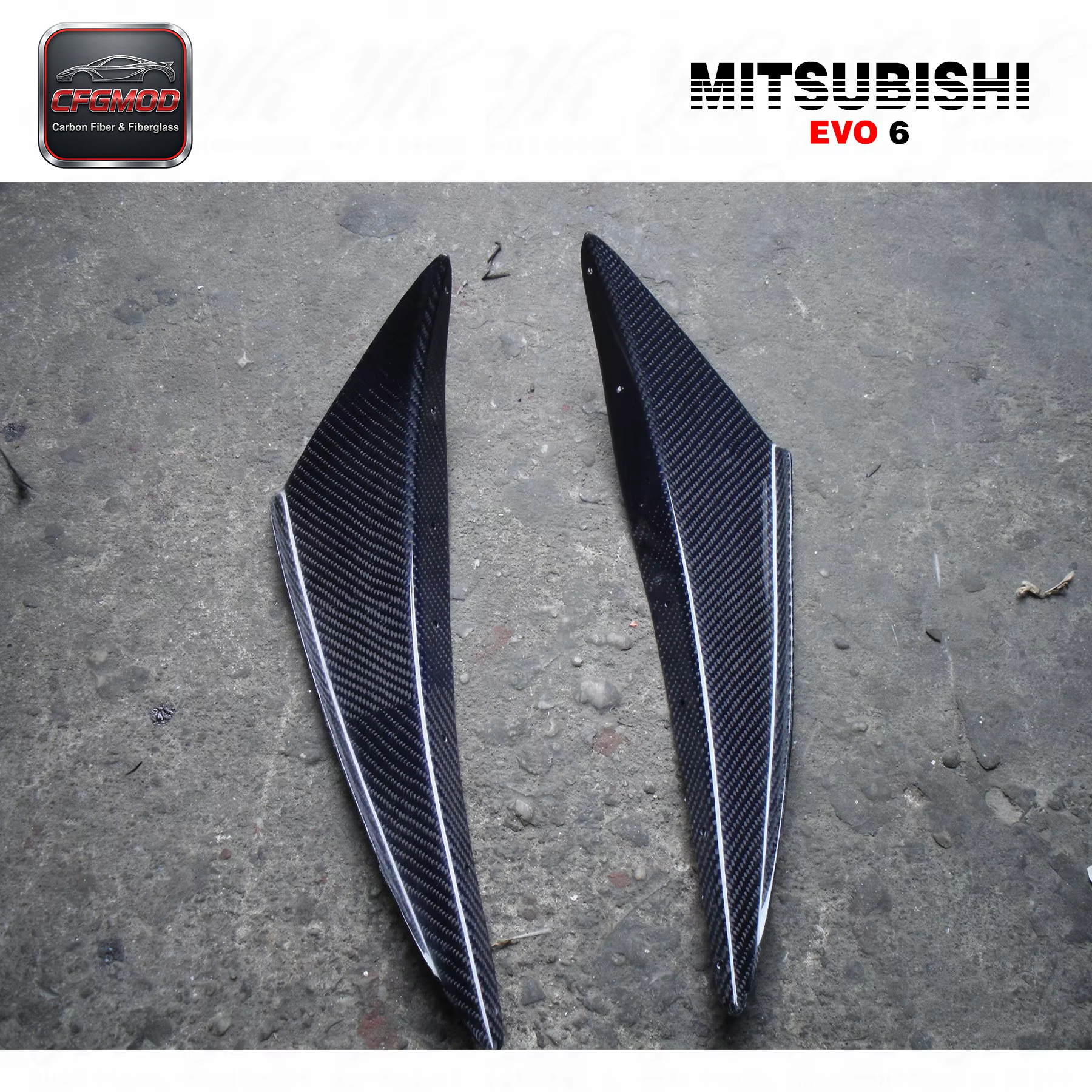 Carbon Fiber OEM Front Bumper 2pcs Splitter Canard for Evolution Evo 6 CF — 7