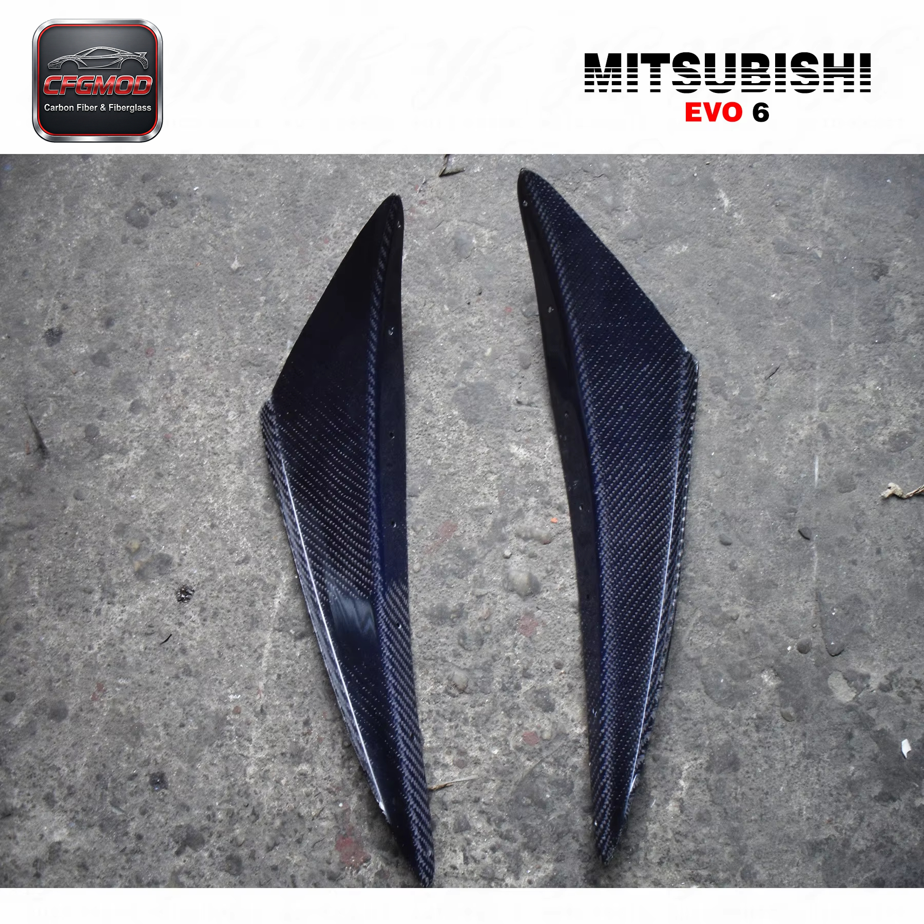 Carbon Fiber OEM Front Bumper 2pcs Splitter Canard for Evolution Evo 6 CF — 8
