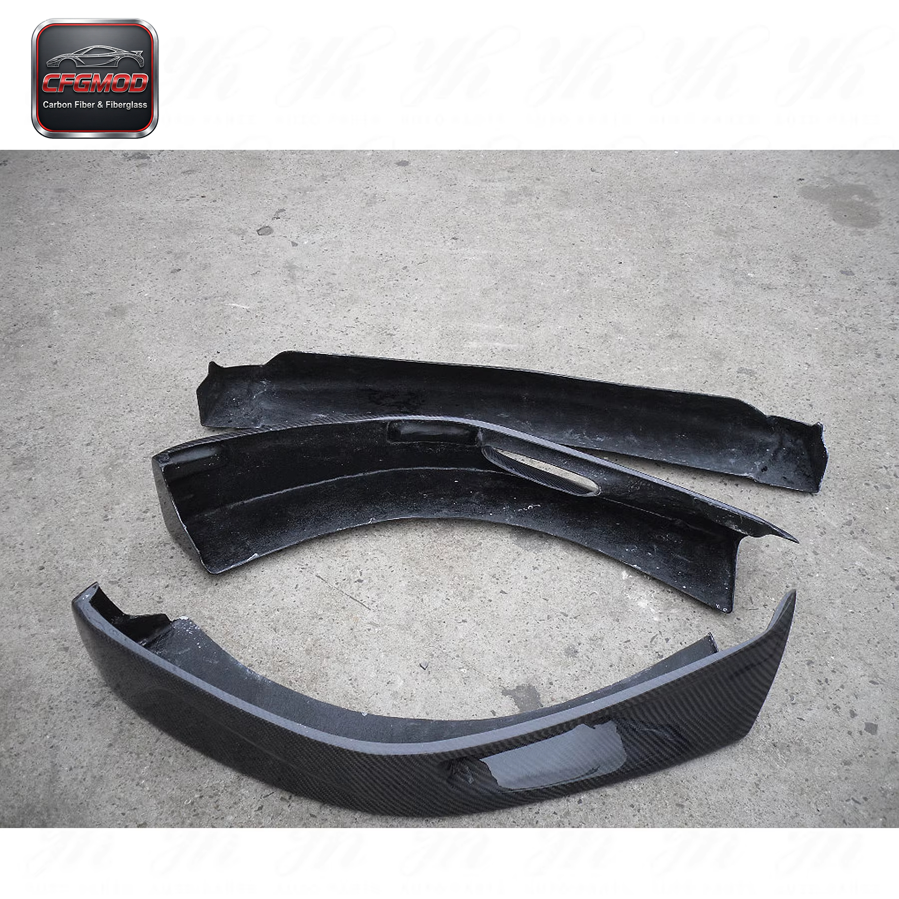 Carbon Fiber Black 3K Glossy Finish Limited Edition Extreme Style Front Lip (3pcs) for Evo 6 CF — 5