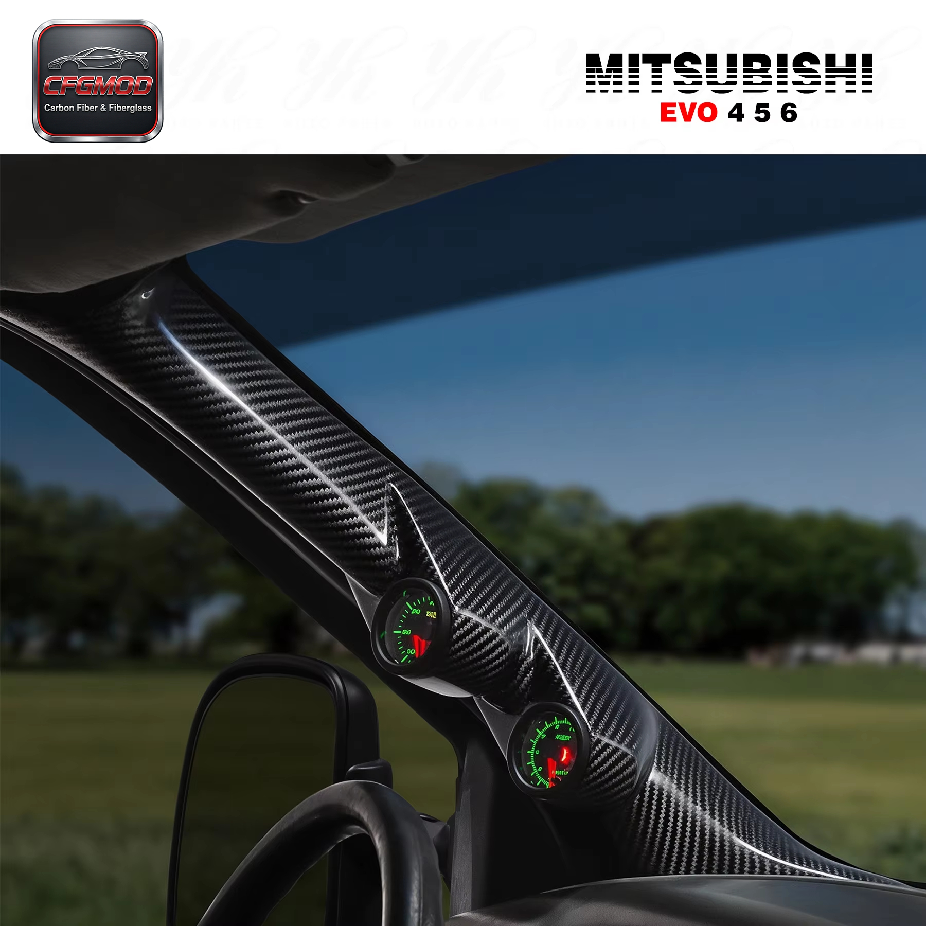Carbon Fiber Evolution 6 A-Pillar Twin Gauge Pod-Black Retrofit/Upgrade — 1