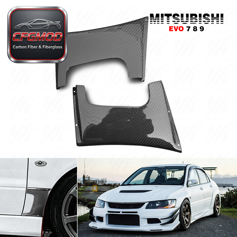 Evolution EVO 7 8 9 Lancer Front Fender Addon Side Air Panel 2pcs Carbon Fiber 1998-2001 — 3