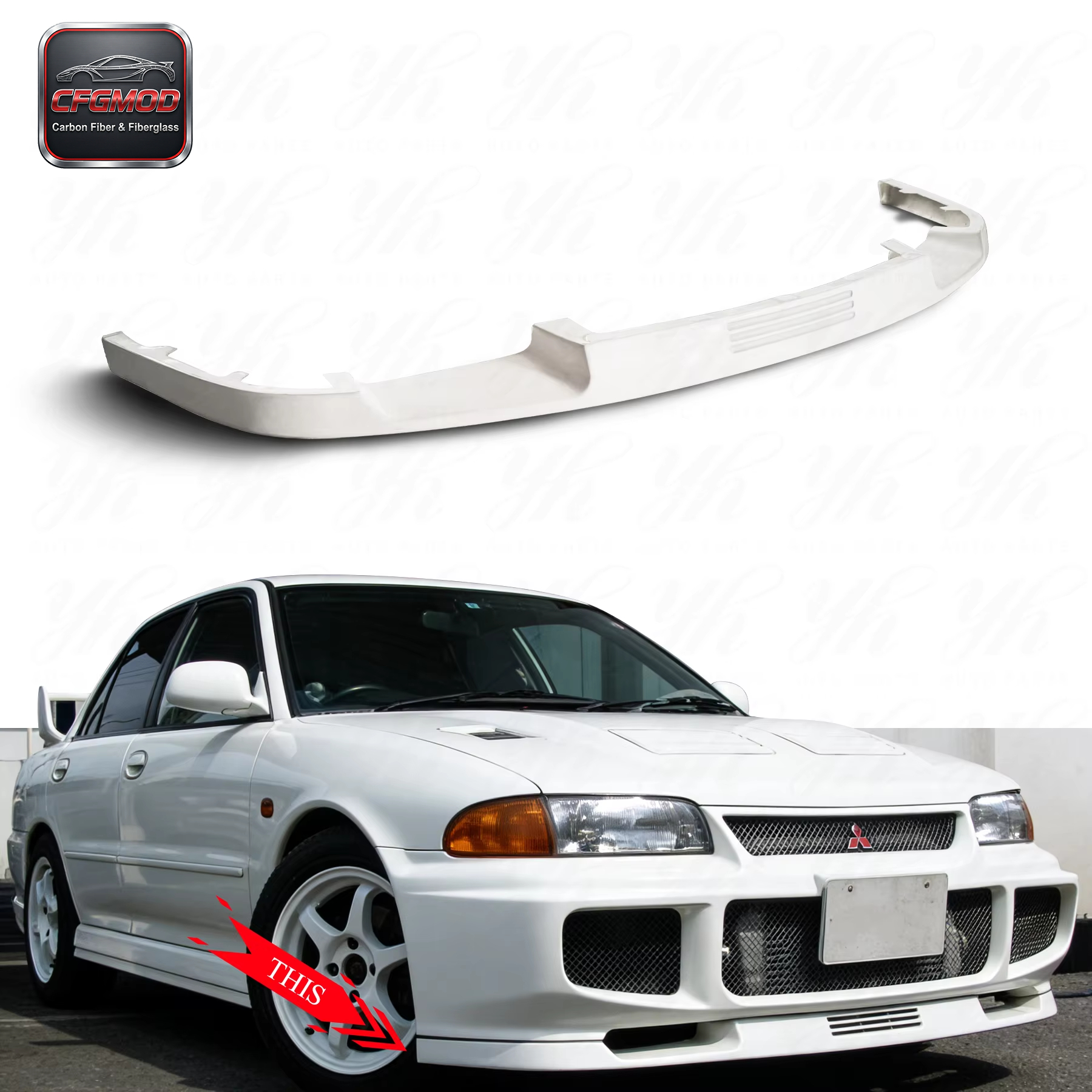 Glass Fiber OEM Style Front Lip Splitter White Fit for CF 1993-1996 Evolution EVO 1-3 — 1