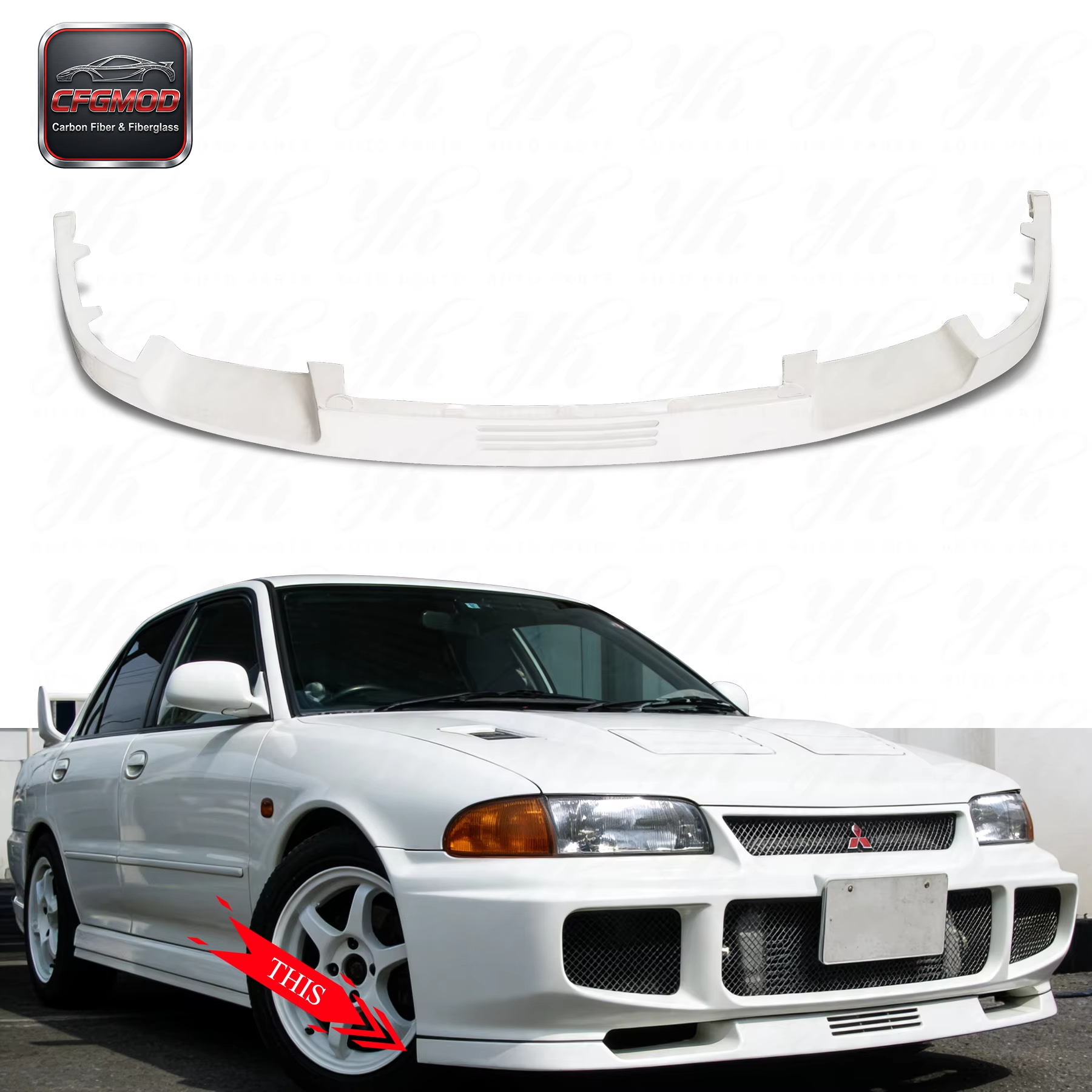 Glass Fiber OEM Style Front Lip Splitter White Fit for CF 1993-1996 Evolution EVO 1-3 — 2