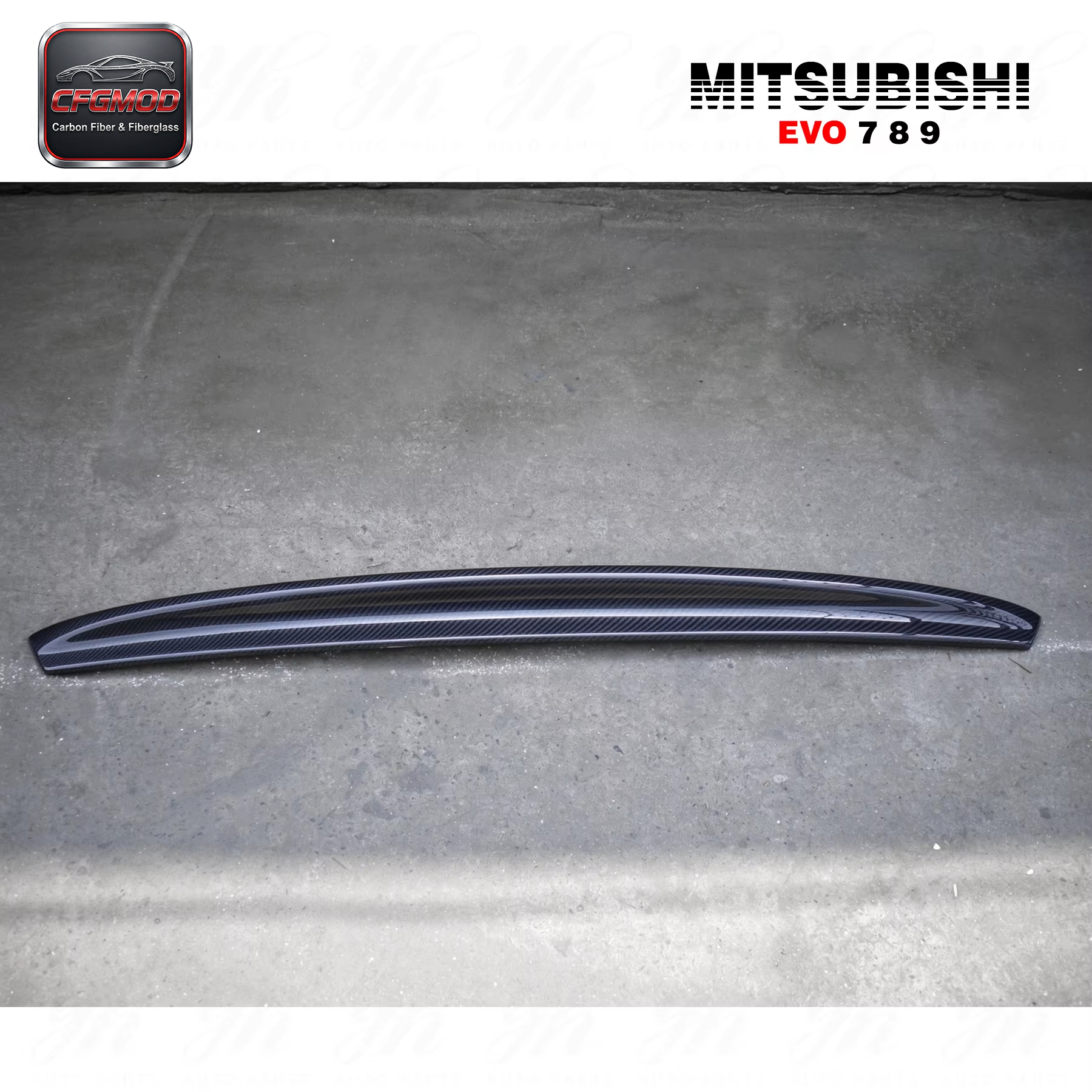 For EVO 7 8 9 Type-2 Carbon Fiber Single Deck High Gloss 3k Twill Weave Rear Spoiler — 9