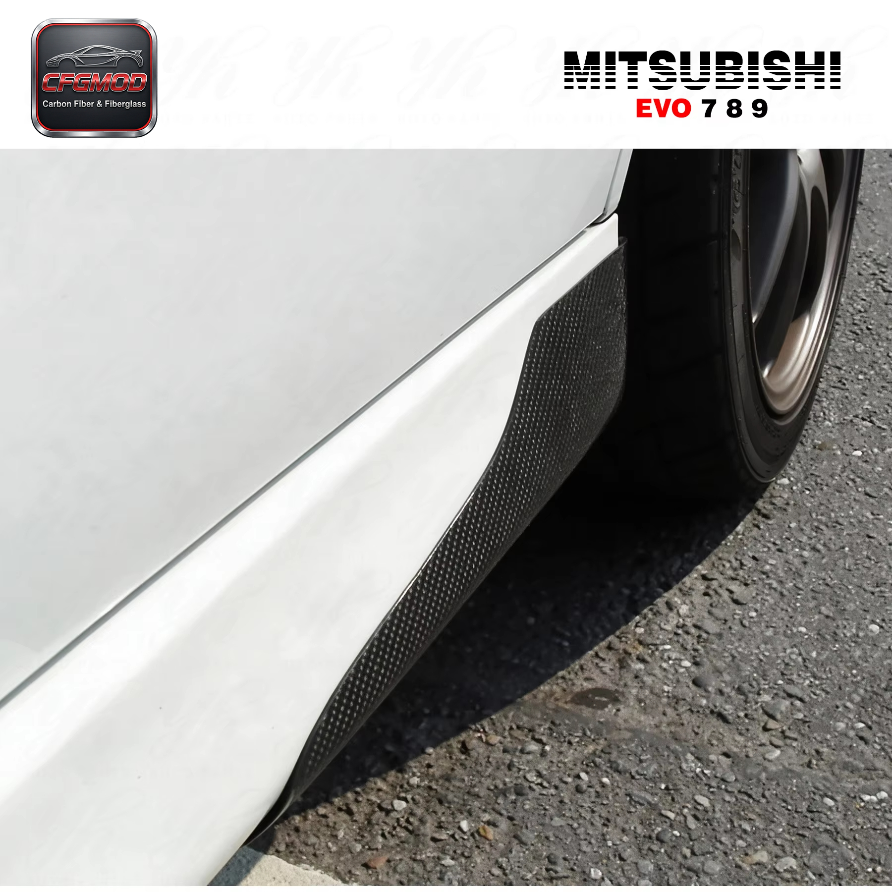 EVO 7-9 Side Skirt Add on Carbon Fiber Spat Cover — 1
