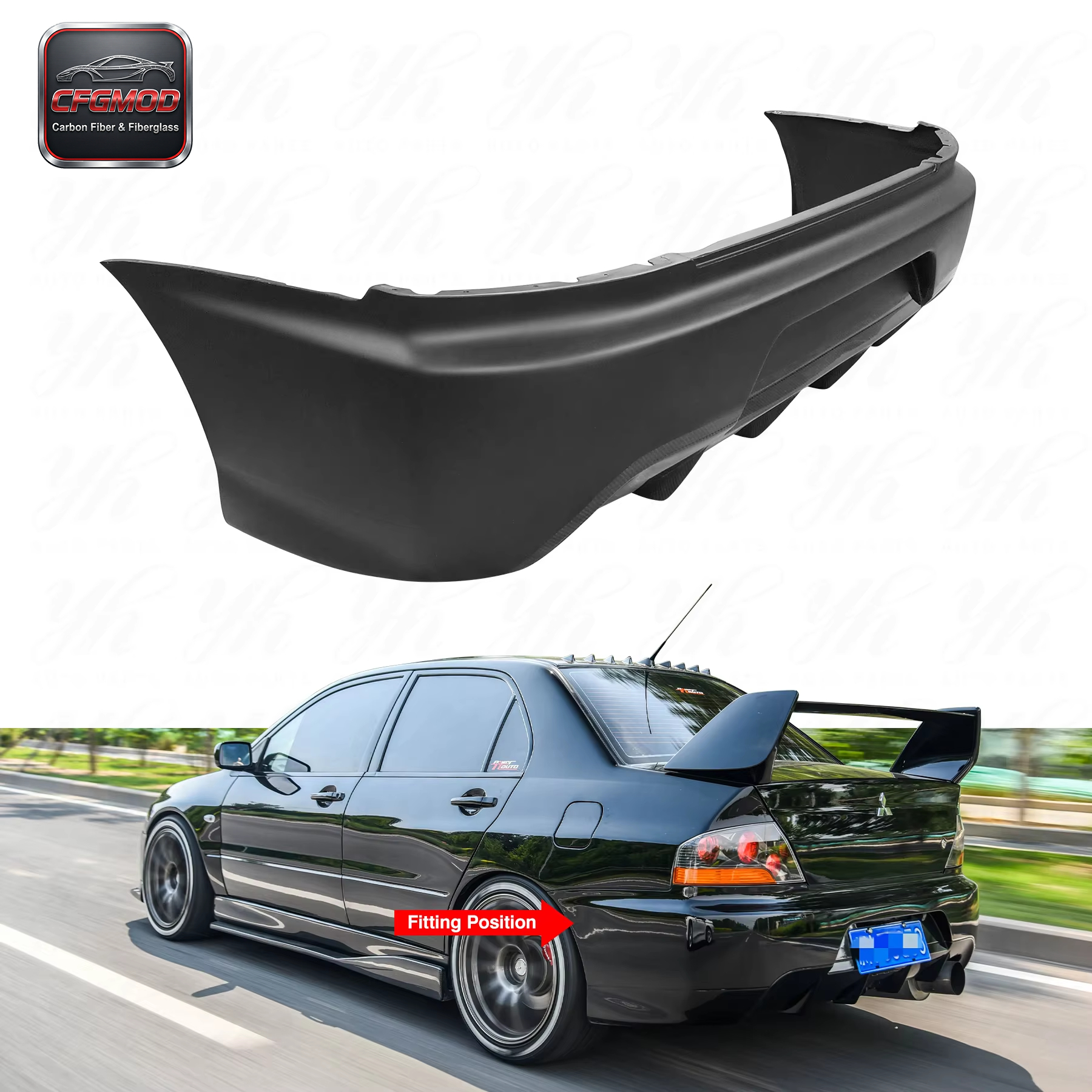 Gloss Black Carbon Fiber Rear Bumper Body Kit for Mitsubishi Lancer Evolution 8 9 EVO IX CT9A Performance Parts — 3