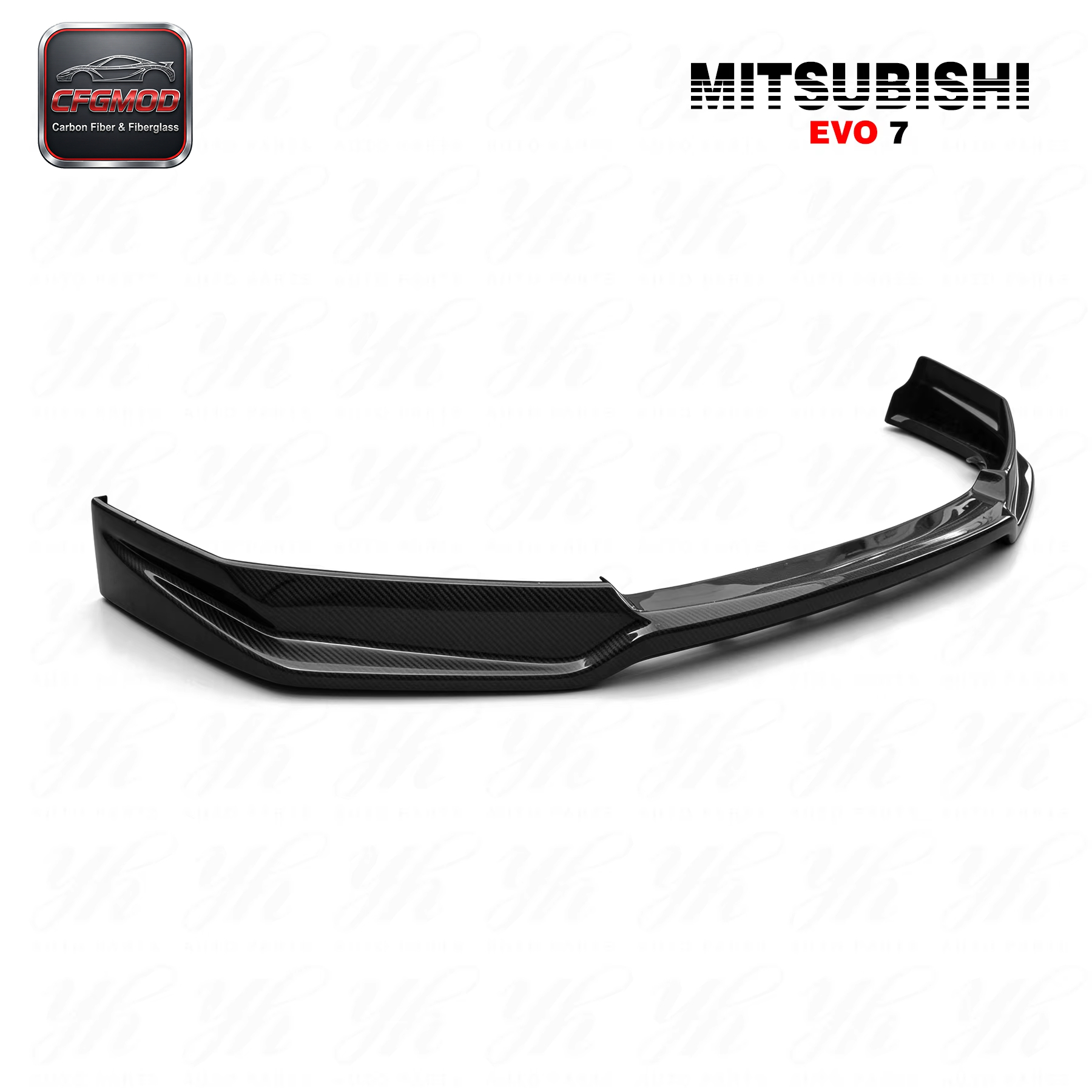 Evo 7 Carbon Fiber Front Lip-Black Polished Glossy Finish — 4