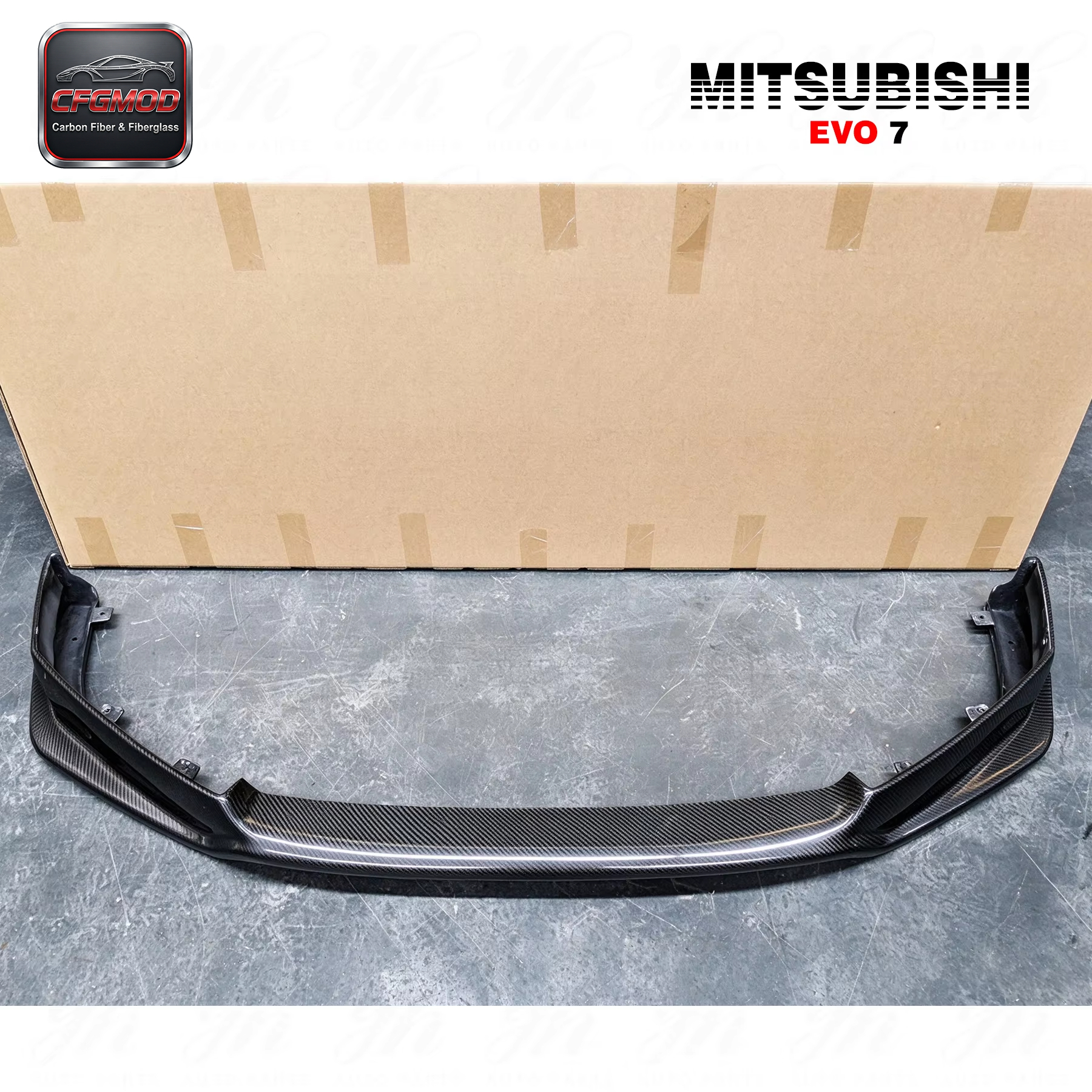 Evo 7 Carbon Fiber Front Lip-Black Polished Glossy Finish — 7