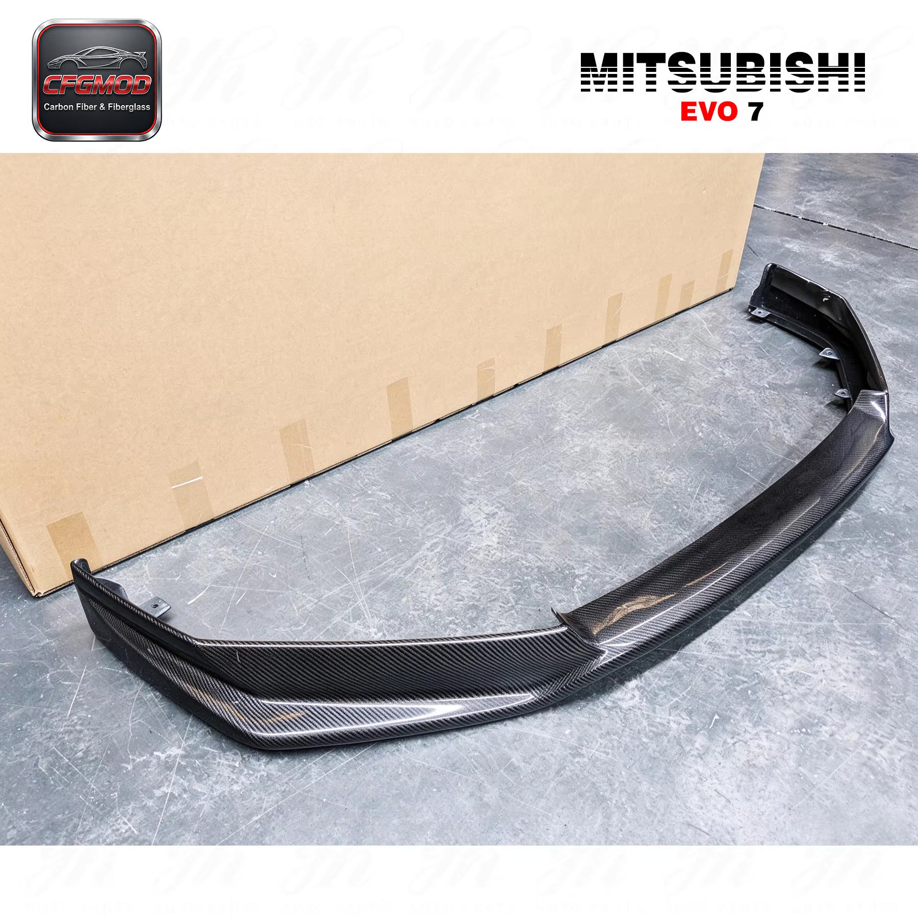 Evo 7 Carbon Fiber Front Lip-Black Polished Glossy Finish — 8