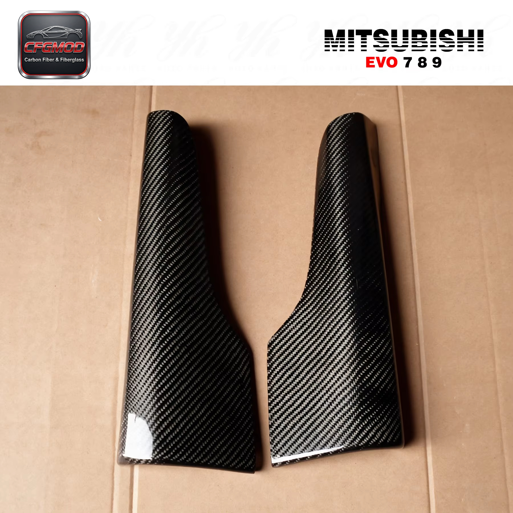 For Evolution EVO 7 8 9 Side Skirt Add on Spat Cover (Pair) CF Carbon Fiber Car Mudguards — 7