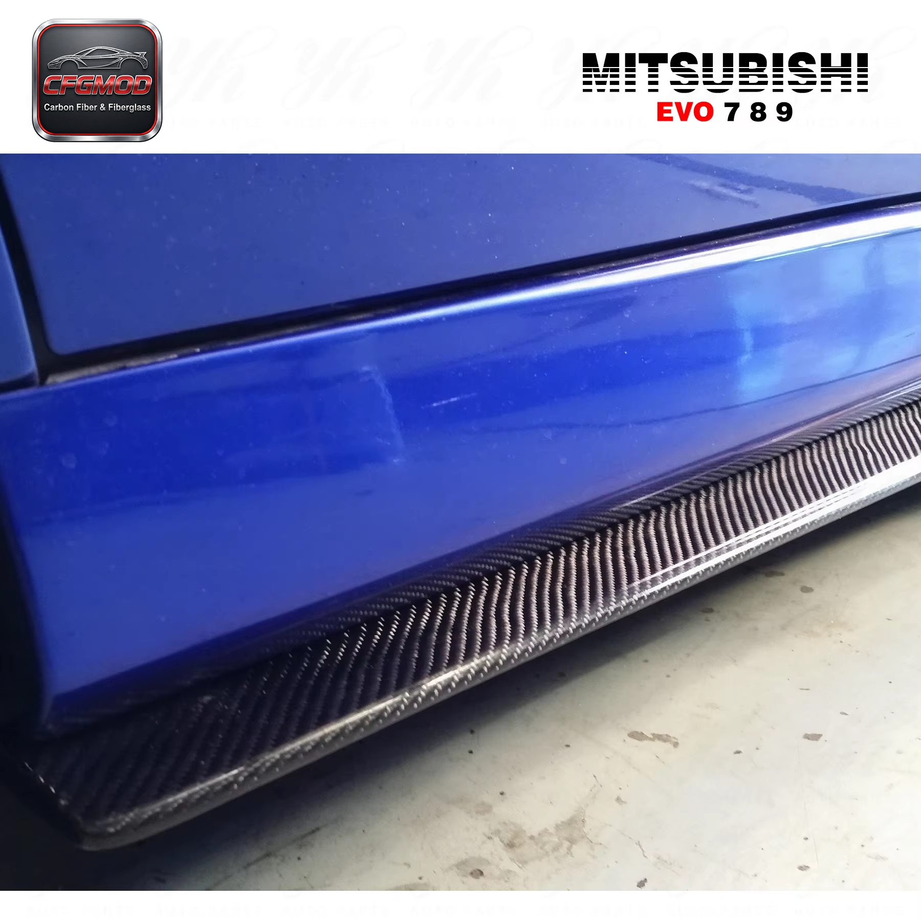 For Evolution EVO 7 8 9 DAMD Side Skirt EXTENSION (Pair) CF Carbon Fiber — 5