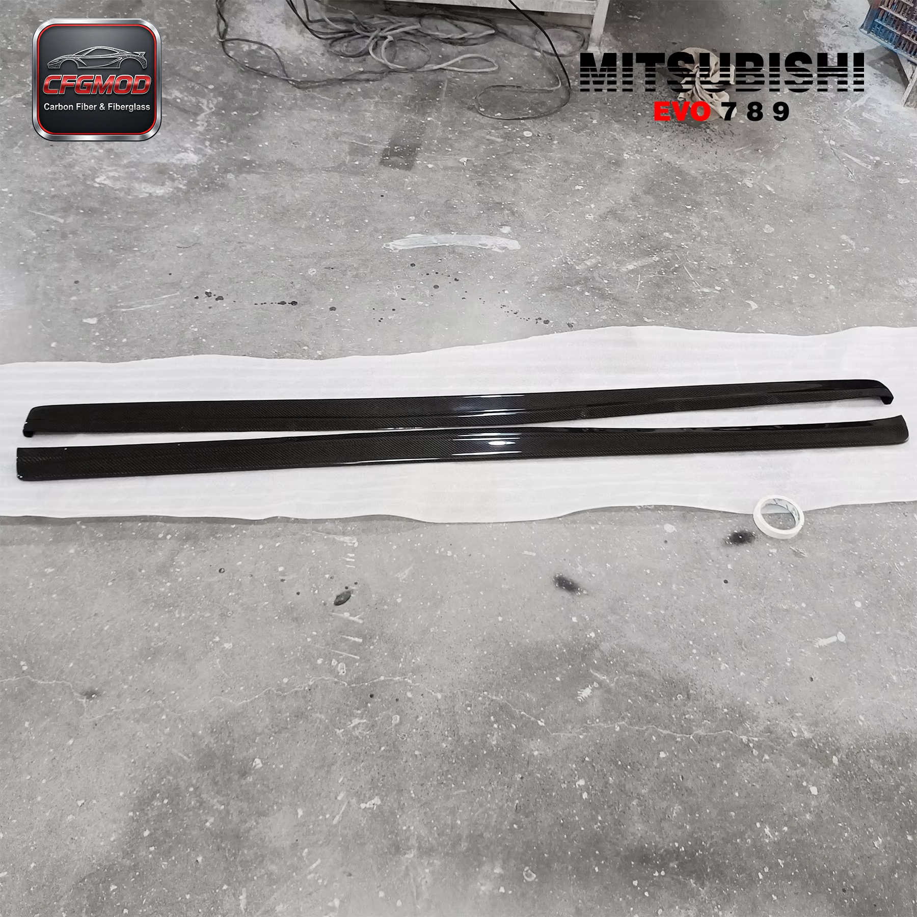 For Evolution EVO 7 8 9 DAMD Side Skirt EXTENSION (Pair) CF Carbon Fiber — 6