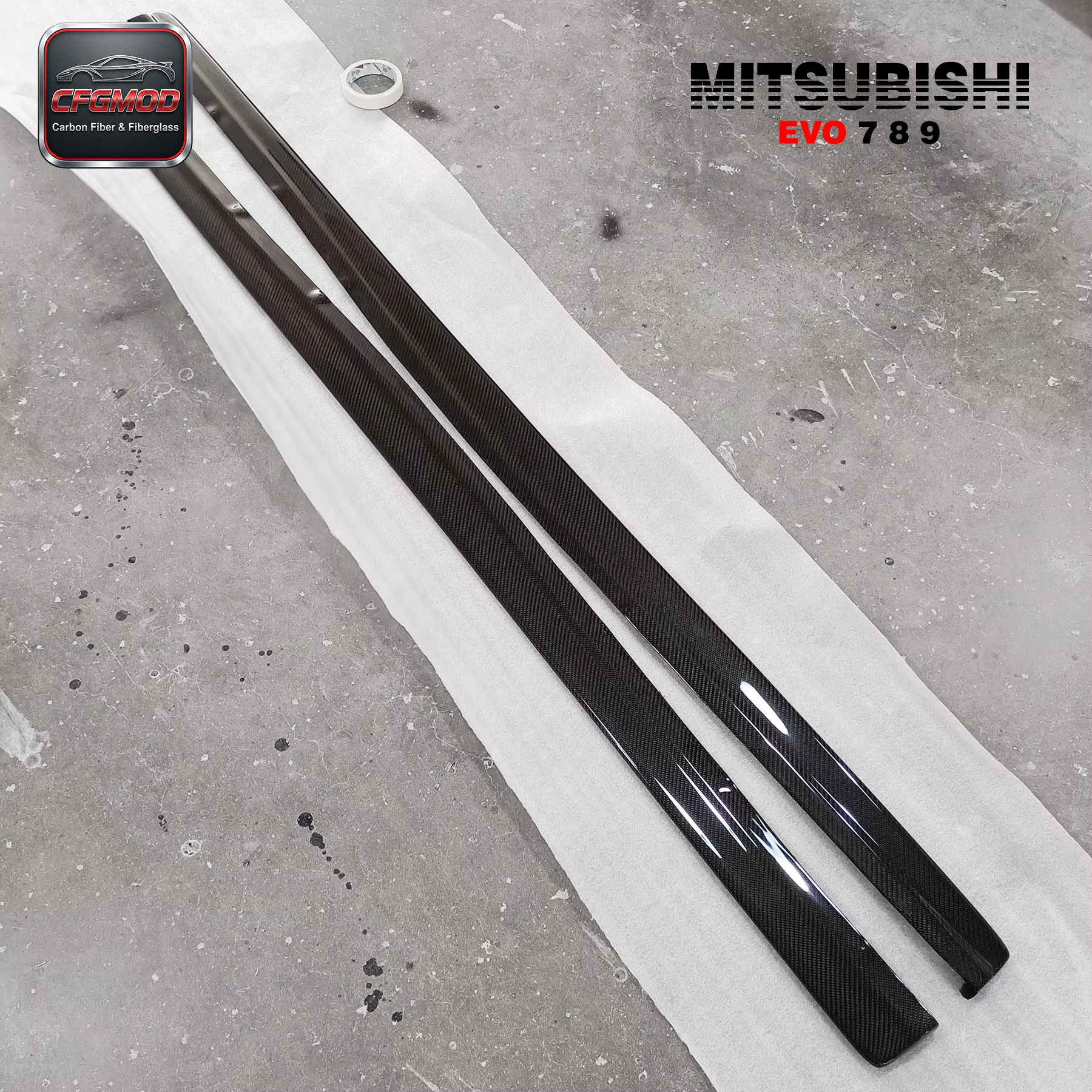 For Evolution EVO 7 8 9 DAMD Side Skirt EXTENSION (Pair) CF Carbon Fiber — 7