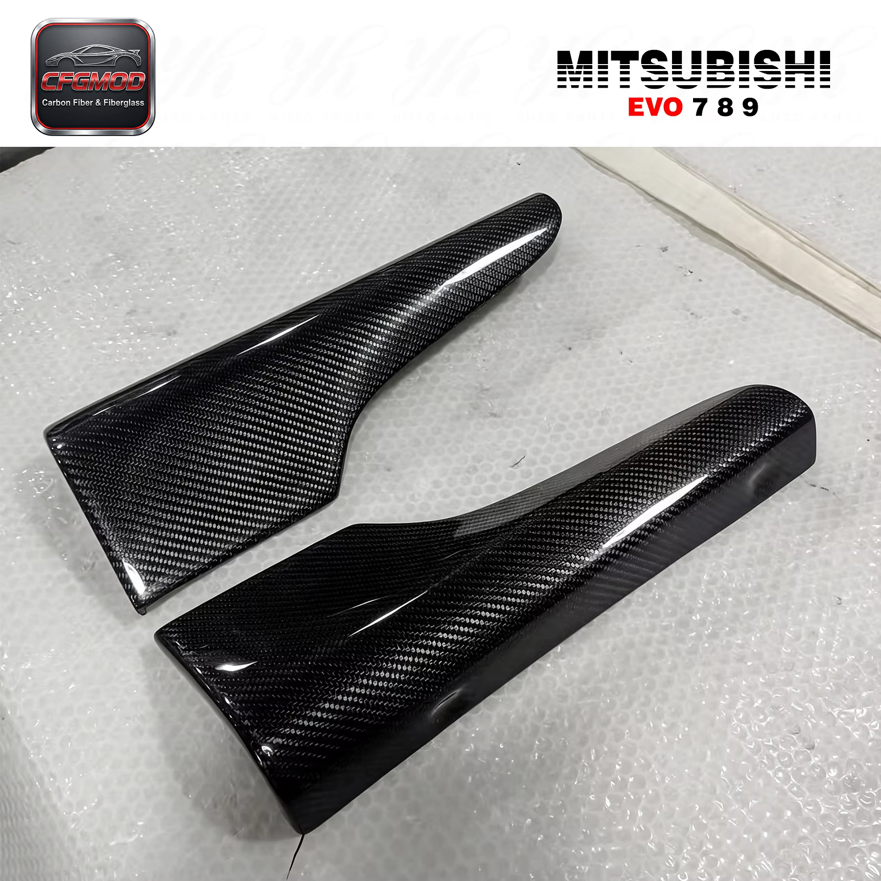 Carbon Fiber CF Side Skirt Addon Spat Extension Corner for 2001-2007 Lancer Evolution EVO 7 8 9 — 9