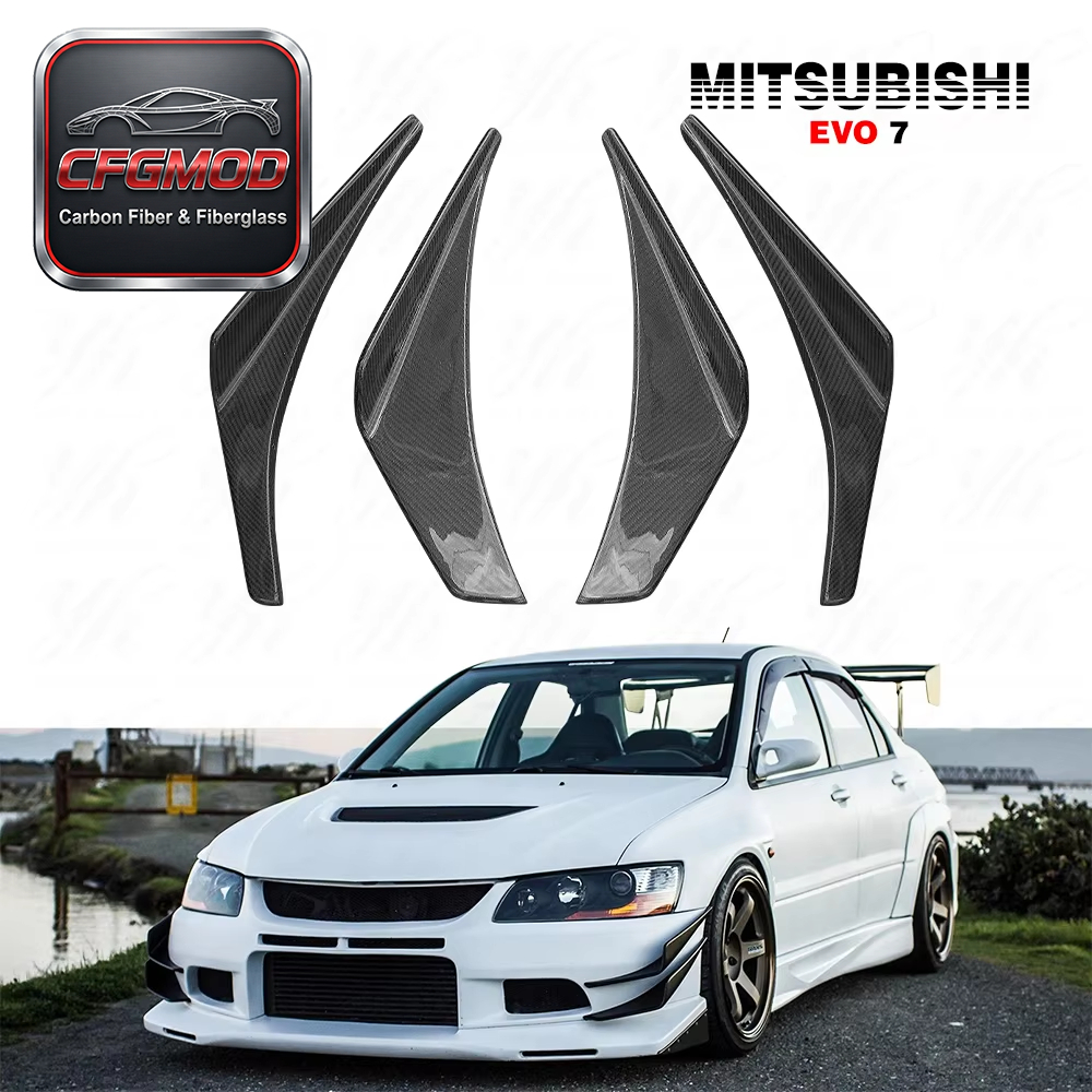 Glass Fiber OEM Front Bumper 4pcs Splitter Canard for Evolution Evo 7 FRP — 1