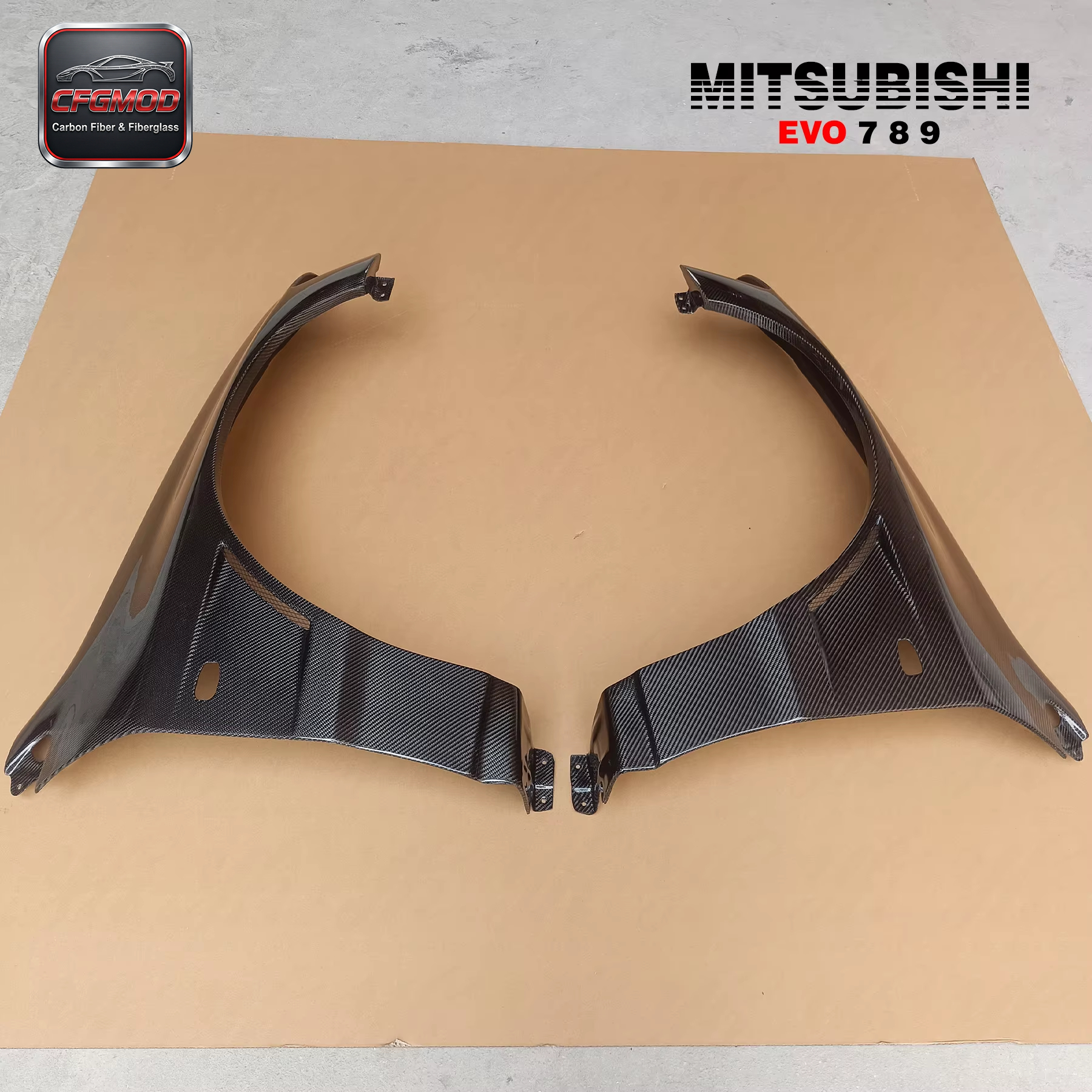 Carbon Fiber Evolution EVO 8 9 VC Front Fender (10mm Wider) (Pair) High Quality Factory-Direct Black Screw Mounting — 7