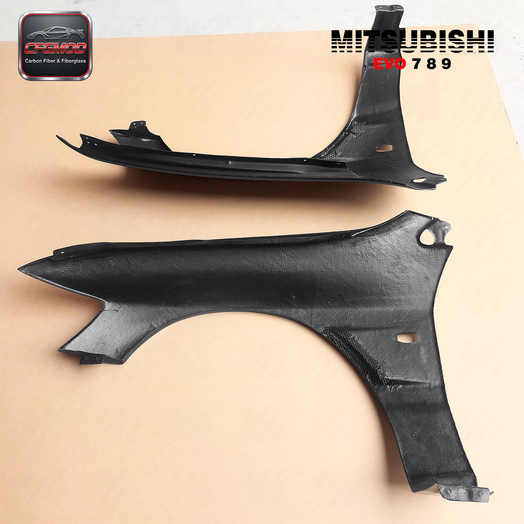 Carbon Fiber Evolution EVO 8 9 VC Front Fender (10mm Wider) (Pair) High Quality Factory-Direct Black Screw Mounting — 8