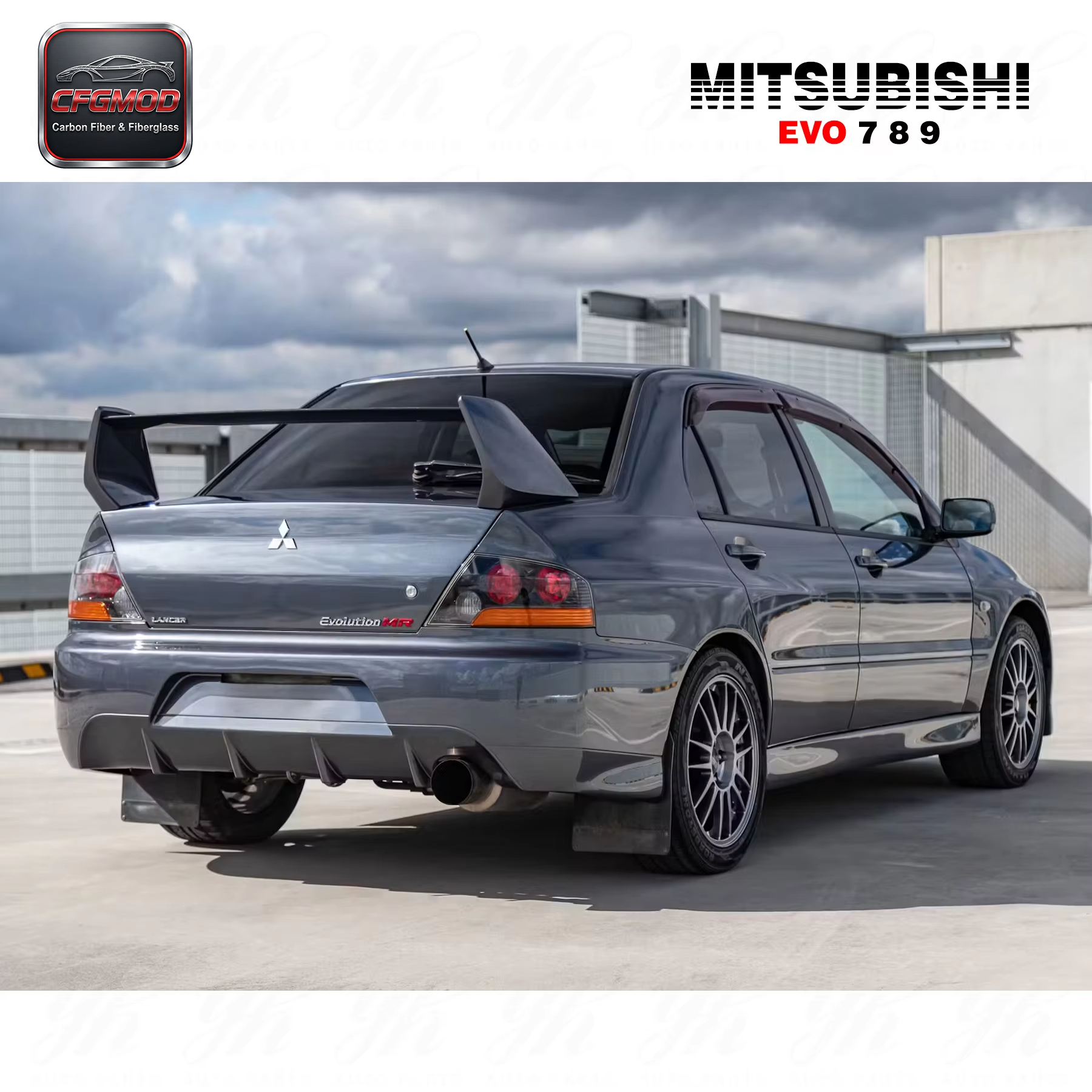 For Lancer Evolution EVO 7 8 9 FQ Rear Trunk Spoiler Wing — 3