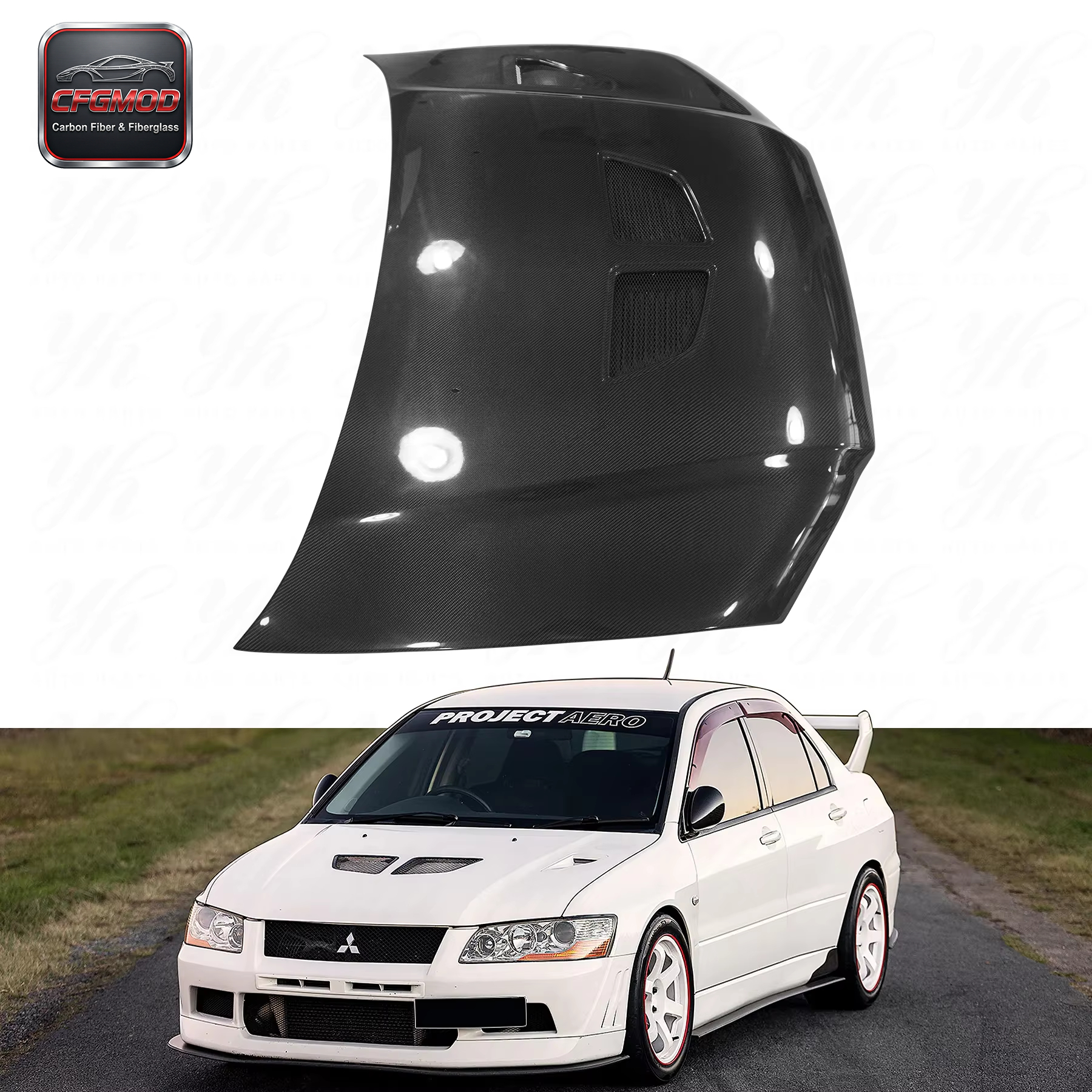 Carbon Fiber Hood for 2001-2002 Evolution EVO 7 OEM Bonnet — 3
