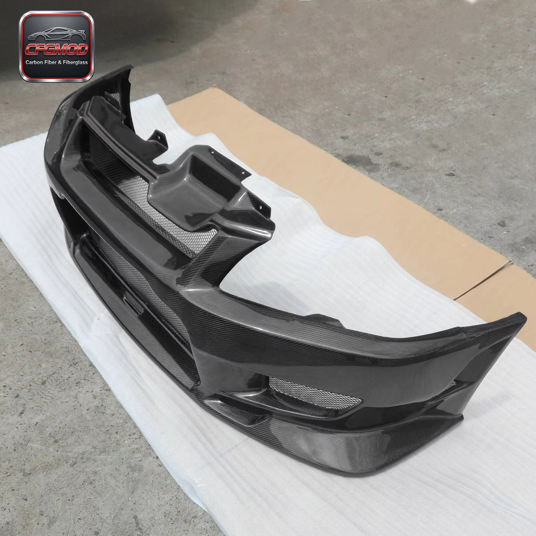 New for EVO 7 C-West Style Carbon Fiber Rear Bumper High Glossy Finish 3k Twill Weave 100% Fitment — 4