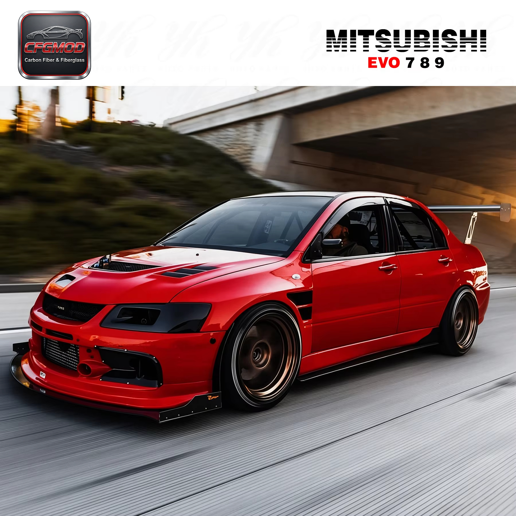 Auto Accessories Bodykit Carbon Fiber CF Side Skirt Addon Spat Extension Corner for 2001-2007 Lancer Evolution EVO 7 8 9 — 5