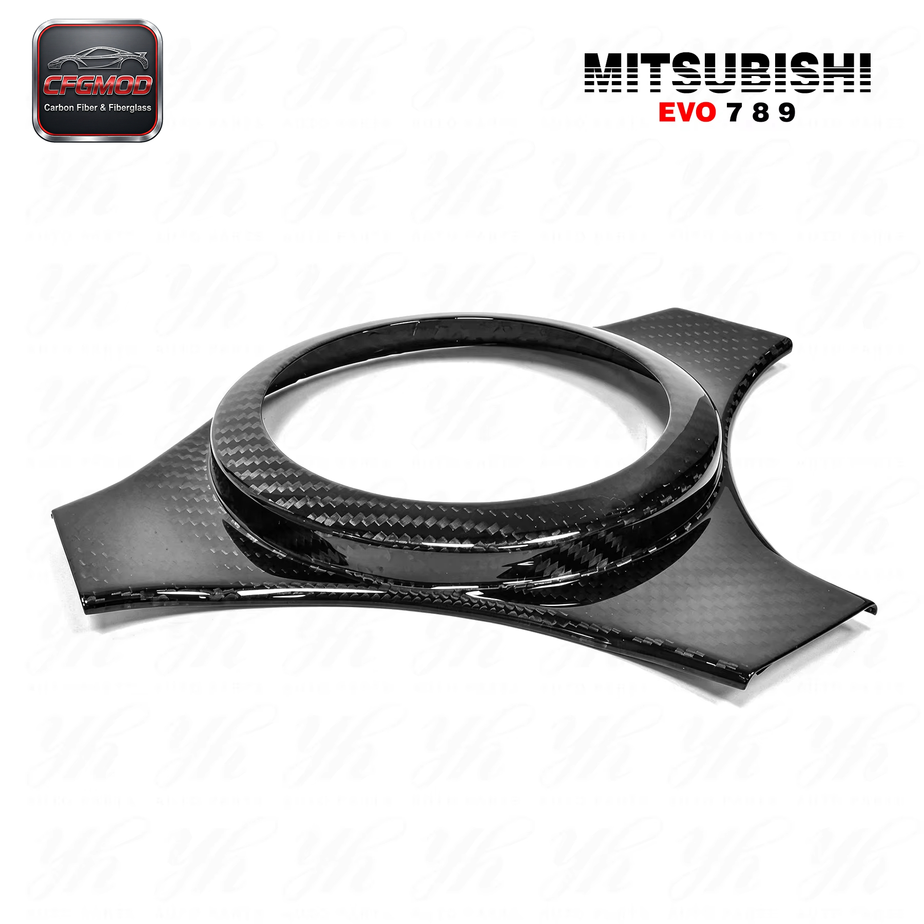 Carbon Fiber Steering Wheel Cover CF for Mitsubishi Lancer EVO 7 8 9 3k Twill Weave High Gloss Finish Black — 4