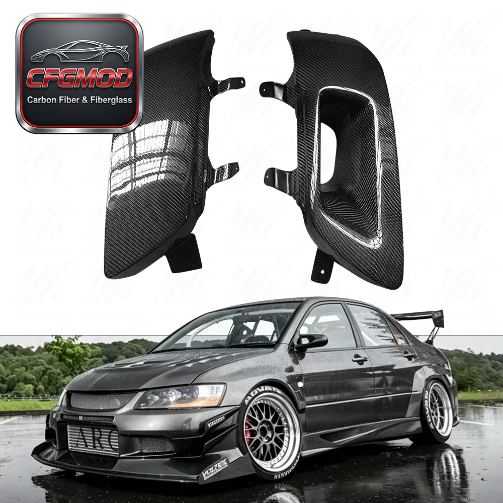Glossy Carbon Fiber Rear Headlight Covers LHS RHS Lamp Shell for Mitsubishi Lancer Evolution EVO 7 8 9 VII VIII IX CT9A Pair — 1
