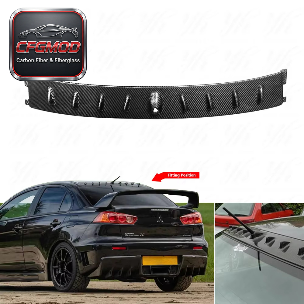 Glossy Carbon Fiber Vortex Generator Roof Spoiler Shark Fin Wing for Mitsubishi Lancer Evolution EVO 7 8 9 CT9A Tuning — 1