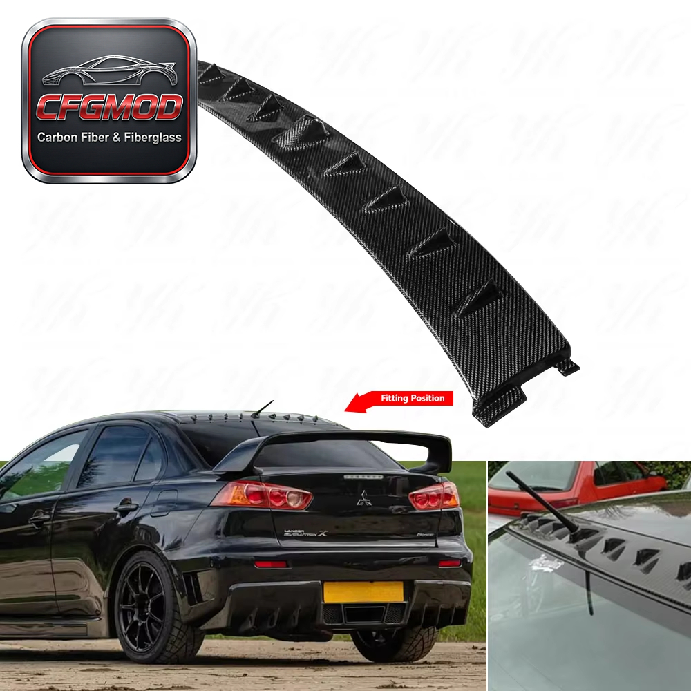 Glossy Carbon Fiber Vortex Generator Roof Spoiler Shark Fin Wing for Mitsubishi Lancer Evolution EVO 7 8 9 CT9A Tuning — 2