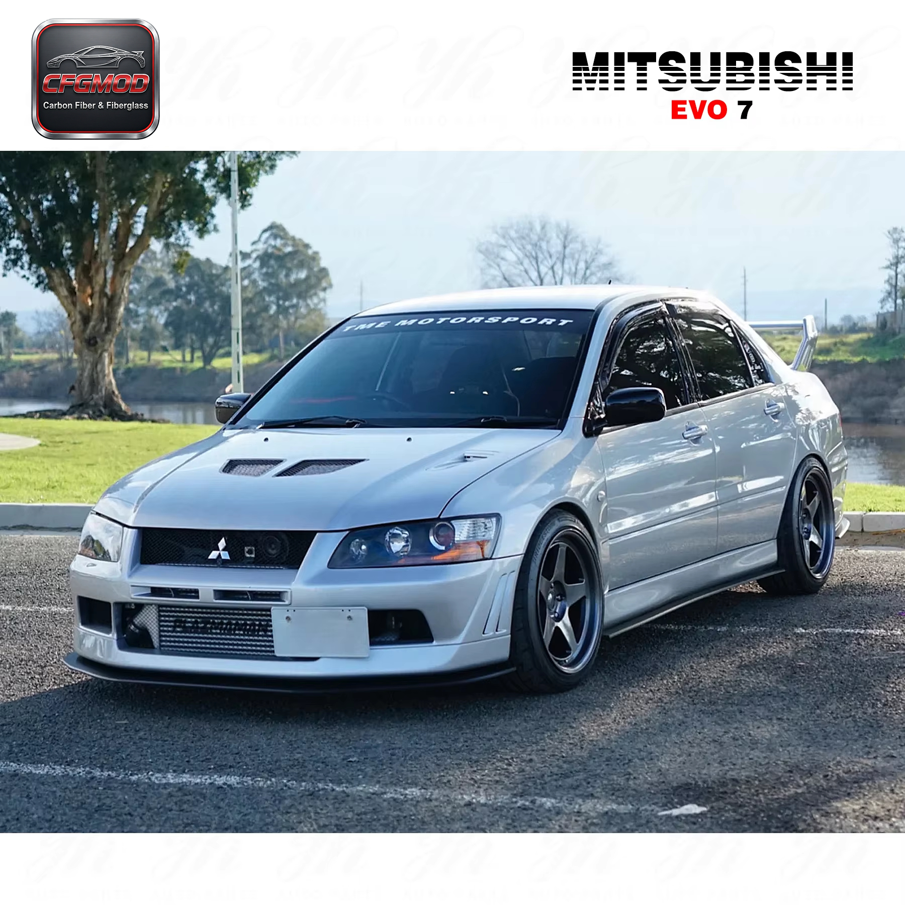 Evolution EVO 7 Carbon Fiber Hood Scoop Body Part Accessory — 1