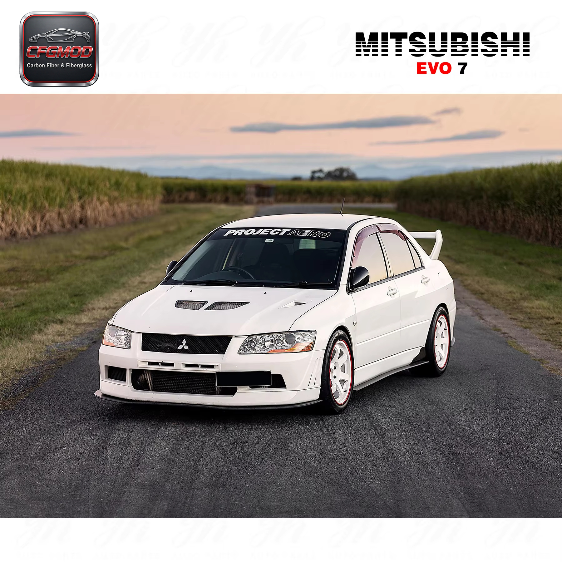 Evolution EVO 7 Carbon Fiber Hood Scoop Body Part Accessory — 2