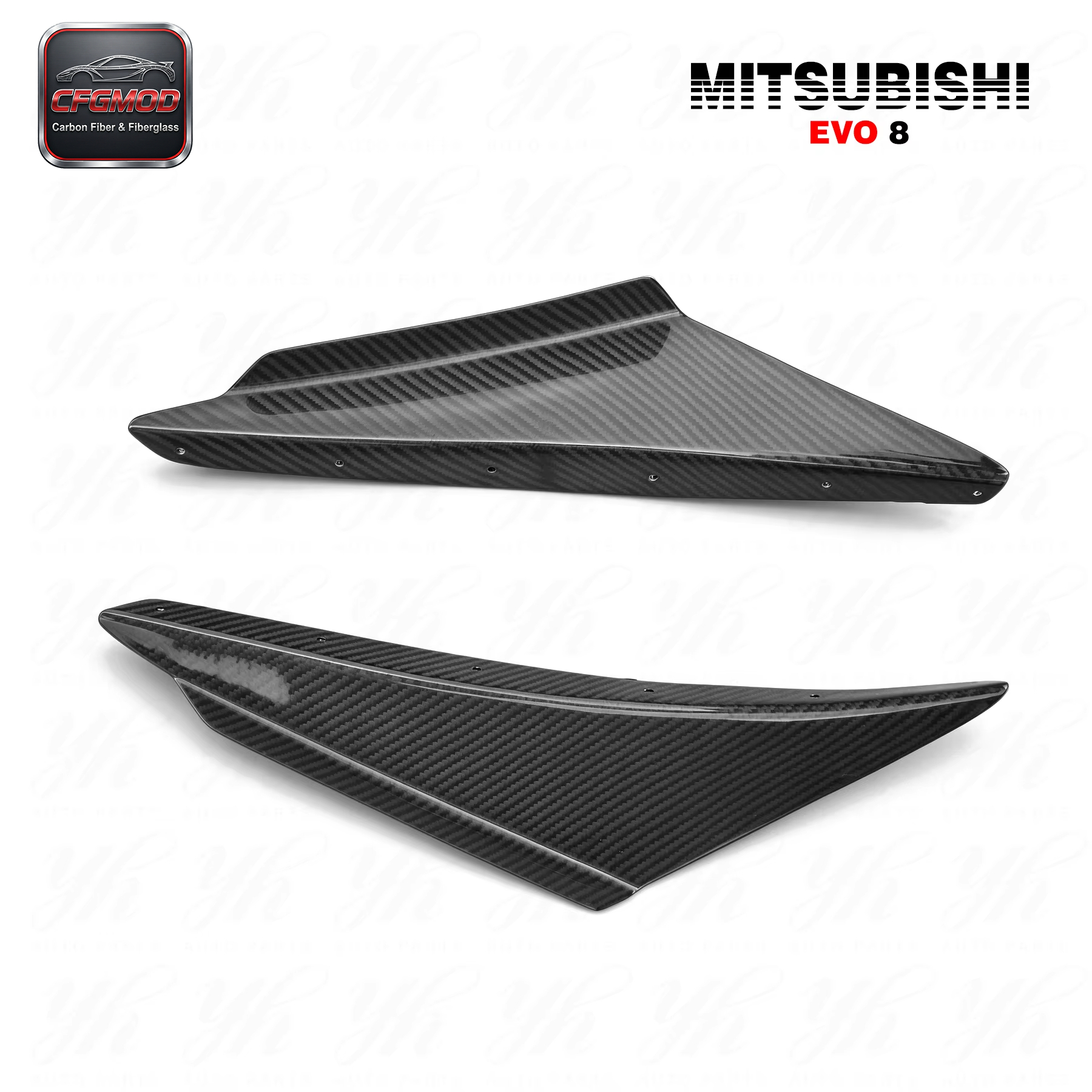 For Evolution 8 OEM Style Carbon Fiber Front Bumper Canard 2pcs — 2