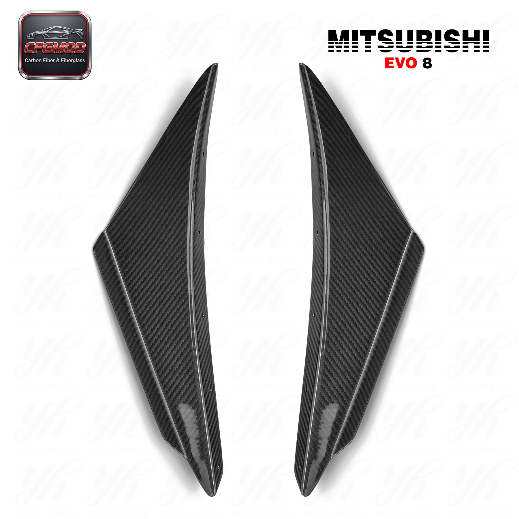 For Evolution 8 OEM Style Carbon Fiber Front Bumper Canard 2pcs — 3