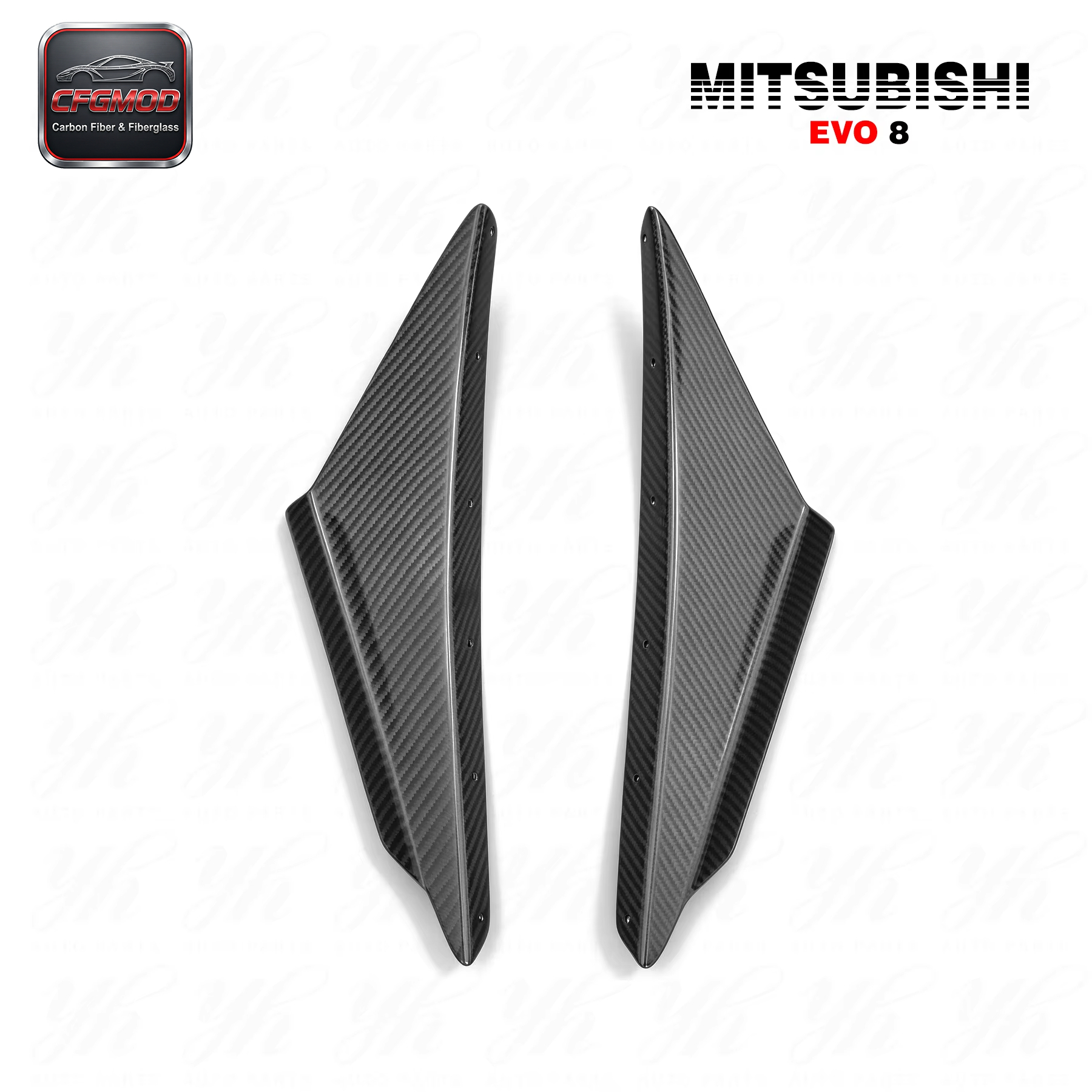 For Evolution 8 OEM Style Carbon Fiber Front Bumper Canard 2pcs — 5
