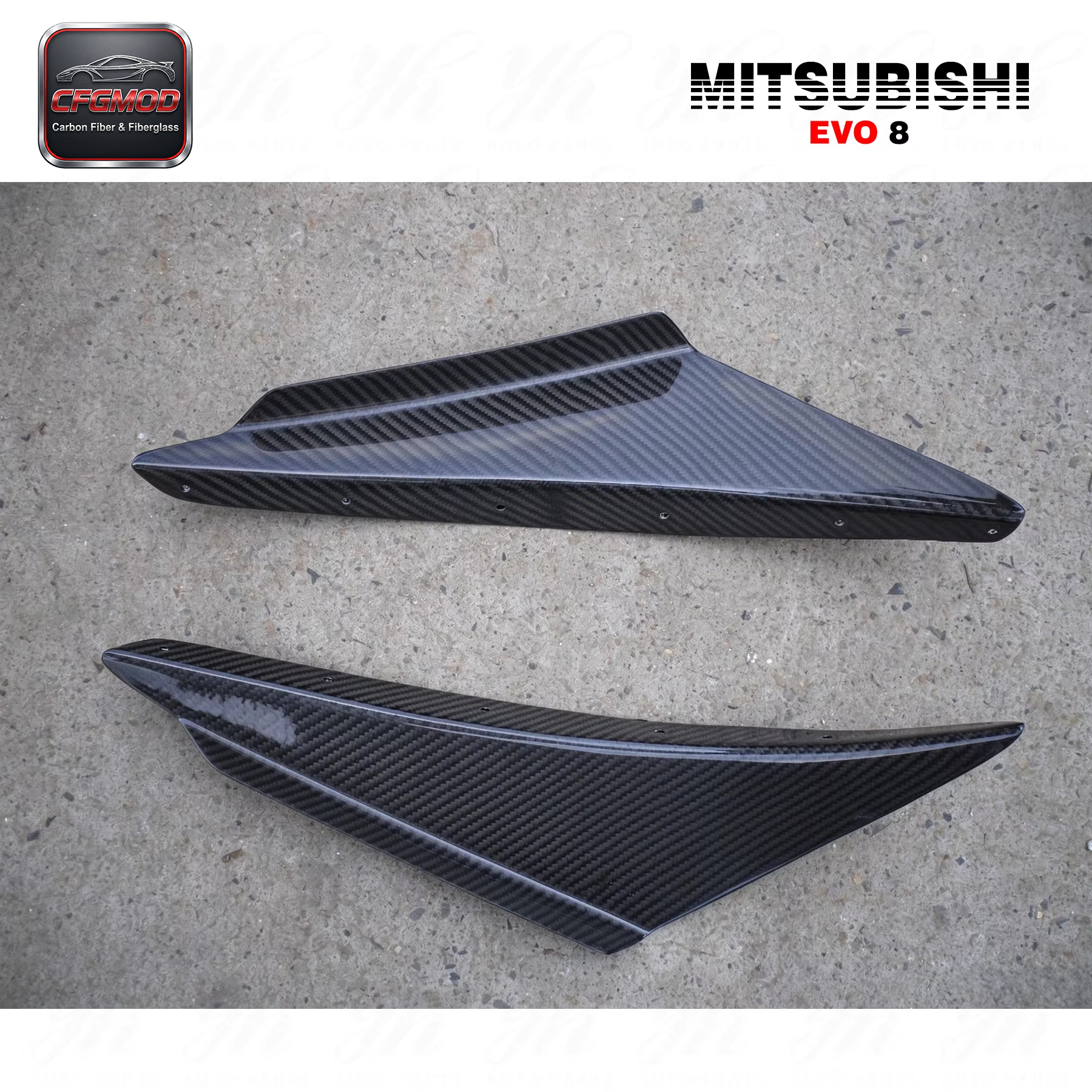 For Evolution 8 OEM Style Carbon Fiber Front Bumper Canard 2pcs — 7